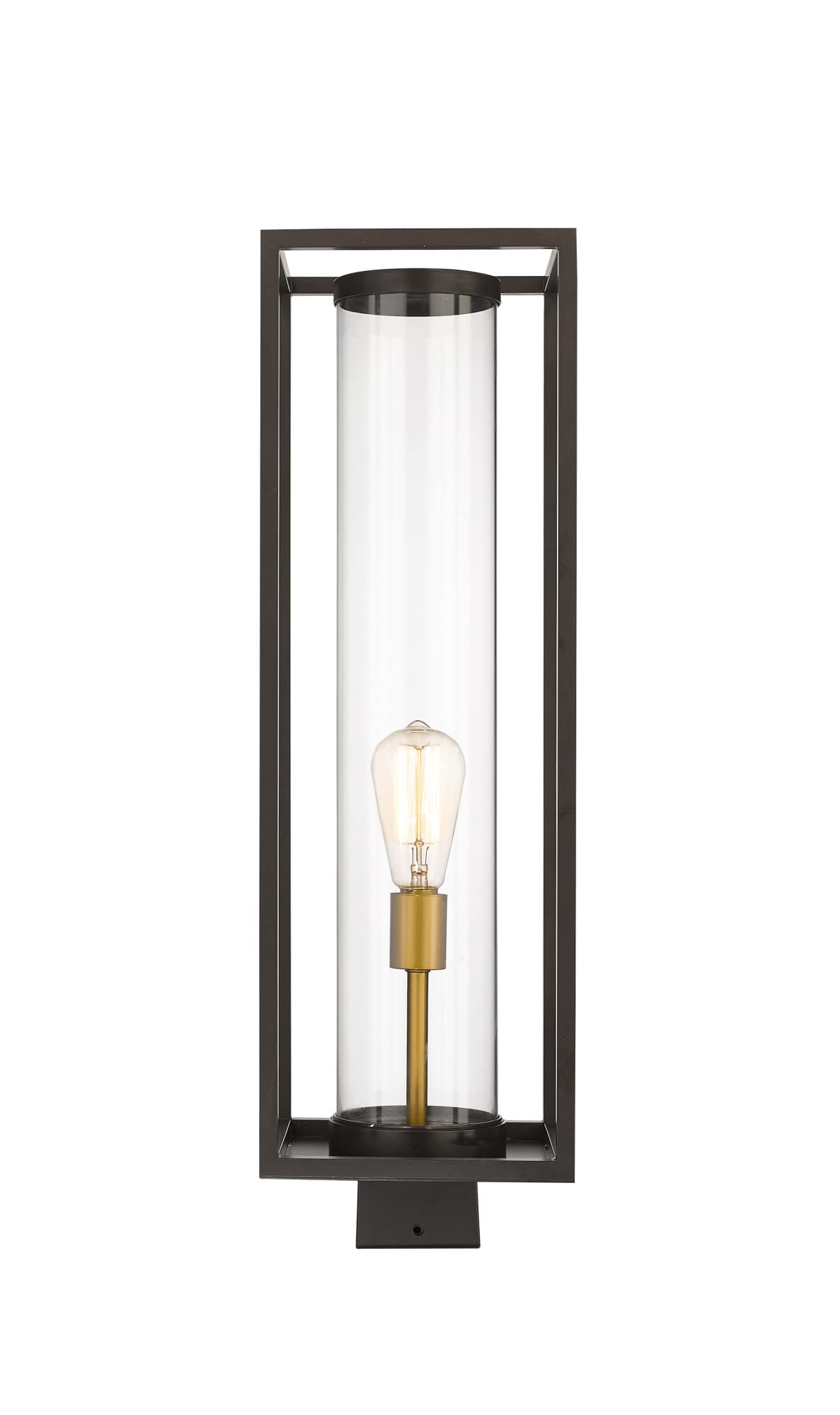 Z-Lite 584PHBS-DBZ-OBS 1-Light Outdoor Post Mount Light Fixture in Brass Finish - Perfect for Porch, Garden, and Pathway Lighting