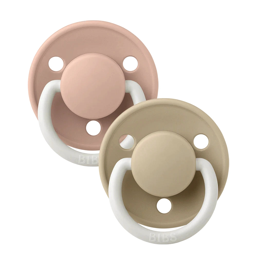 Premium Silicone Baby Bibs and Pacifier Set (2-Pack) - Blush & Vanilla Glow | Soft, Durable, and Easy to Clean | Perfect for Feeding, Teething, and On-the-Go Comfort