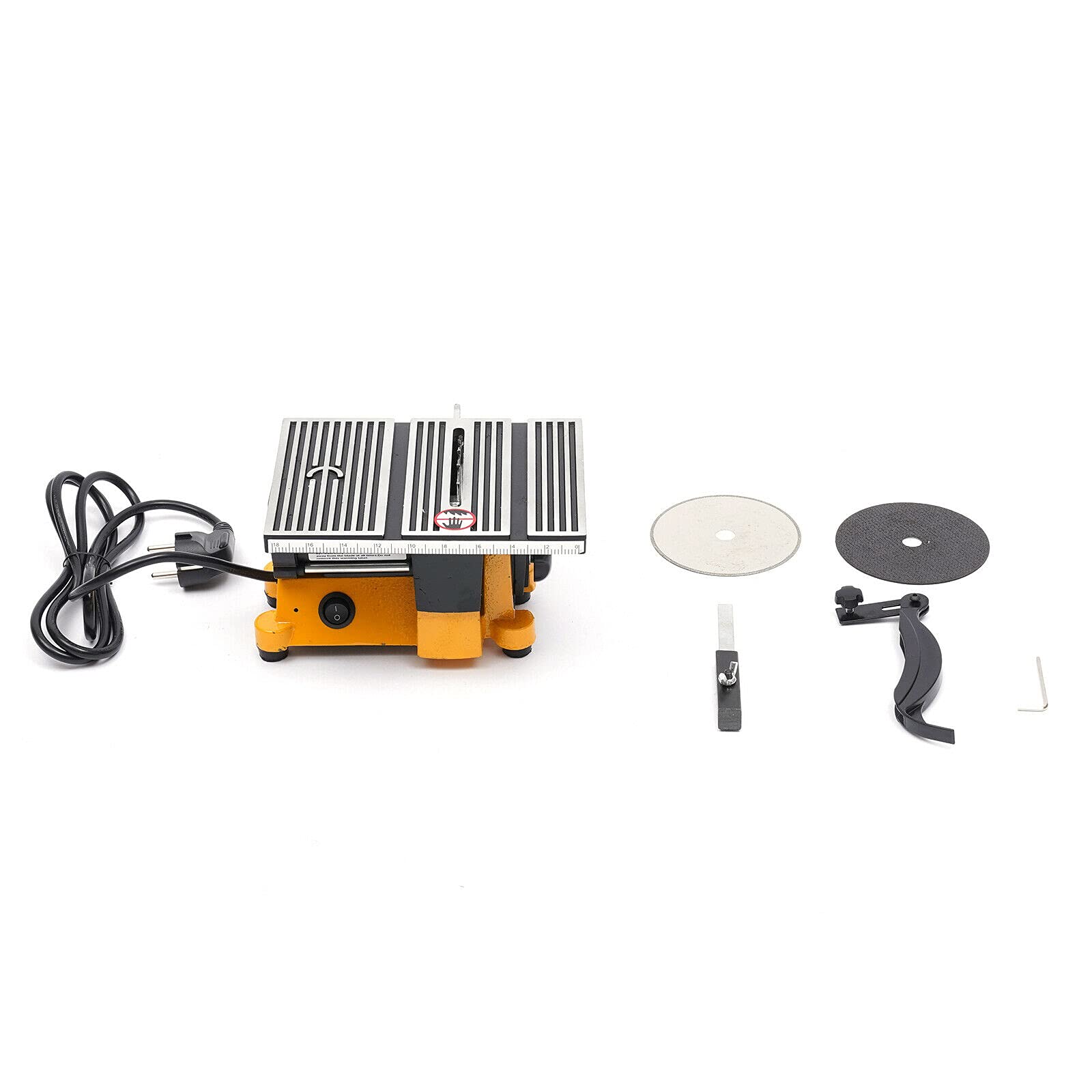 Mini Table Saw Cutting Machine - Portable Electric Benchtop Saw with 2 Blades for Wood, Plastic & Glass | DIY Woodworking, Model Crafts & Home Projects | Compact Tabletop Saw for Precise Cutting, Polishing & Grinding