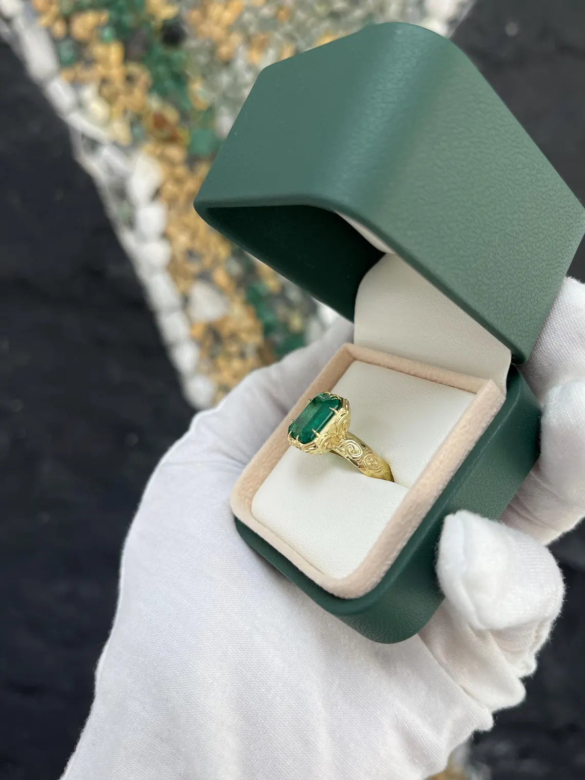 3.90ct Emerald Cut Solitaire Engagement Ring - AAA Quality Rich Green Gemstone for Women, Perfect for Proposals, Anniversaries & Special Occasions