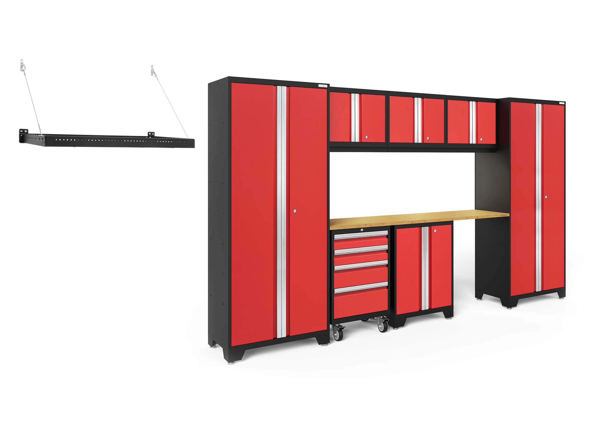 NewAge Products Bold Series Red 8-Piece Garage Cabinet Set (50822) - Heavy-Duty Storage for Tools, Equipment & Workshop Organization - Perfect for Home Garage, Auto Shops & DIY Workspaces