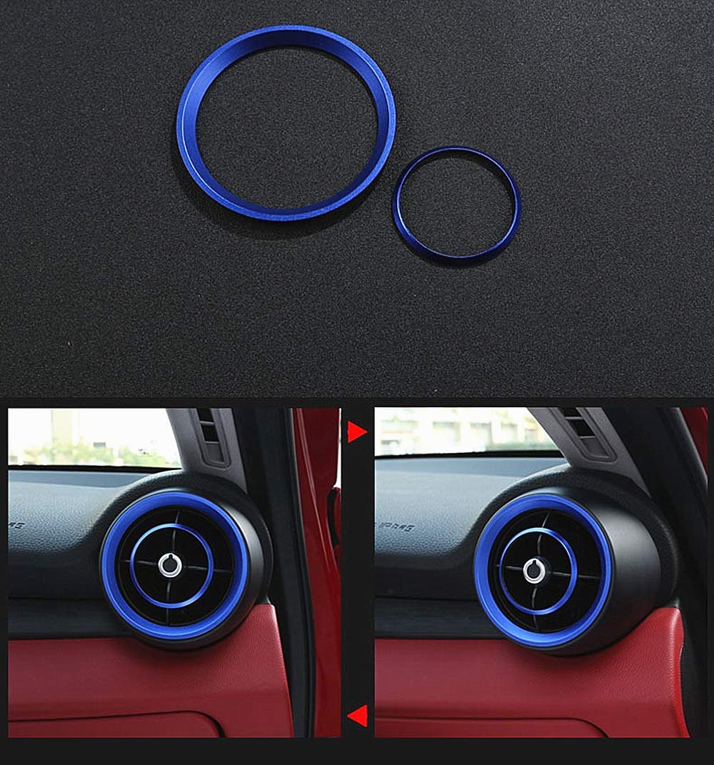 Alfa Romeo Giulia Stelvio Interior Accessories 2015-2023 - Alloy AC Vent Rings (4pc, Blue) for Car Upgrade