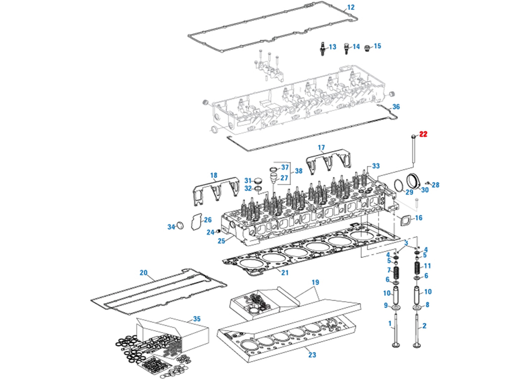 DD15 Cylinder Head Bolt Set (38-Piece) - A4720160169 - Perfect for Diesel Engine Repairs & Maintenance