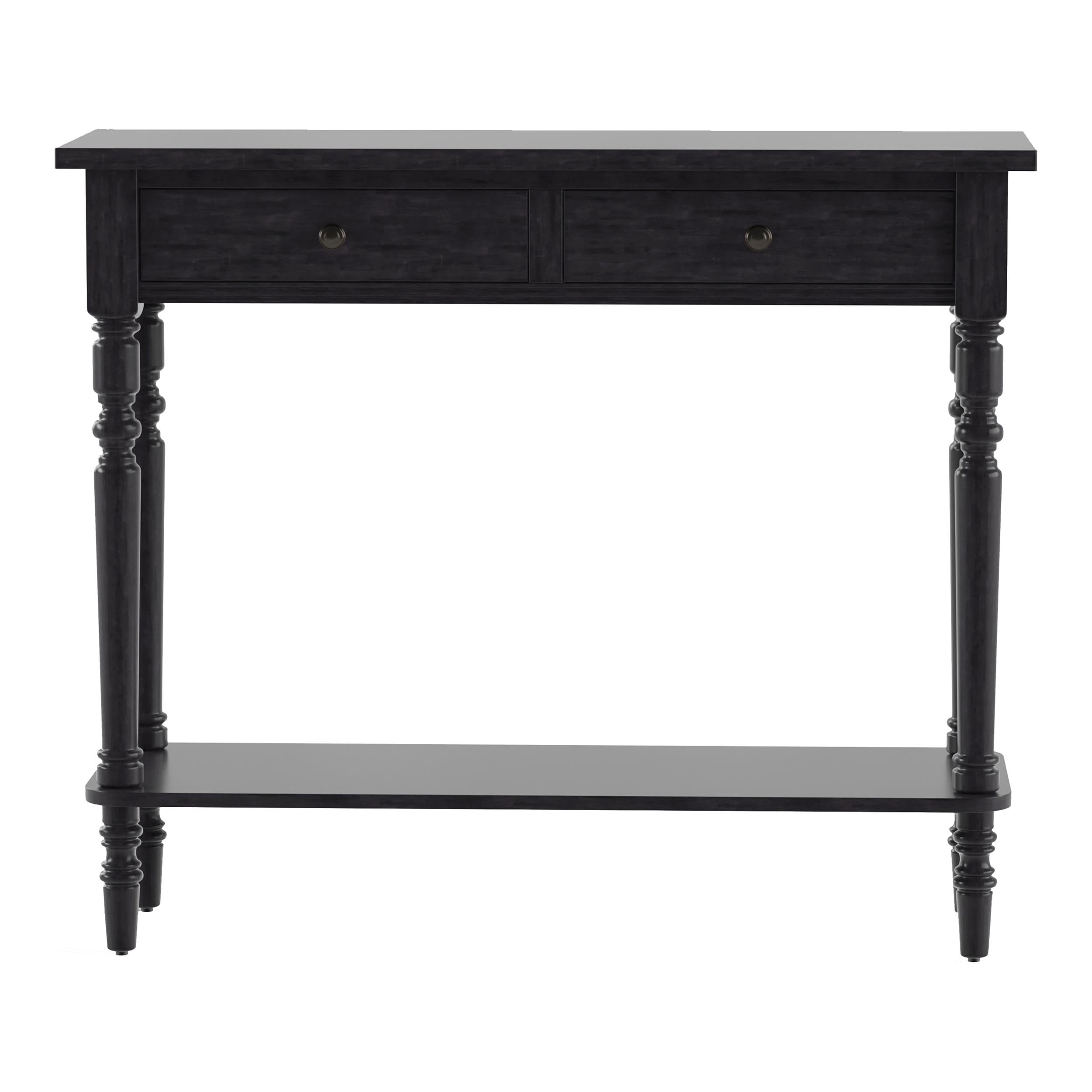 Humphry Transitional Wood 2-Drawer Writing Desk in Gray - Modern Home Office Furniture for Small Spaces | Study Desk for Work from Home & Remote Learning
