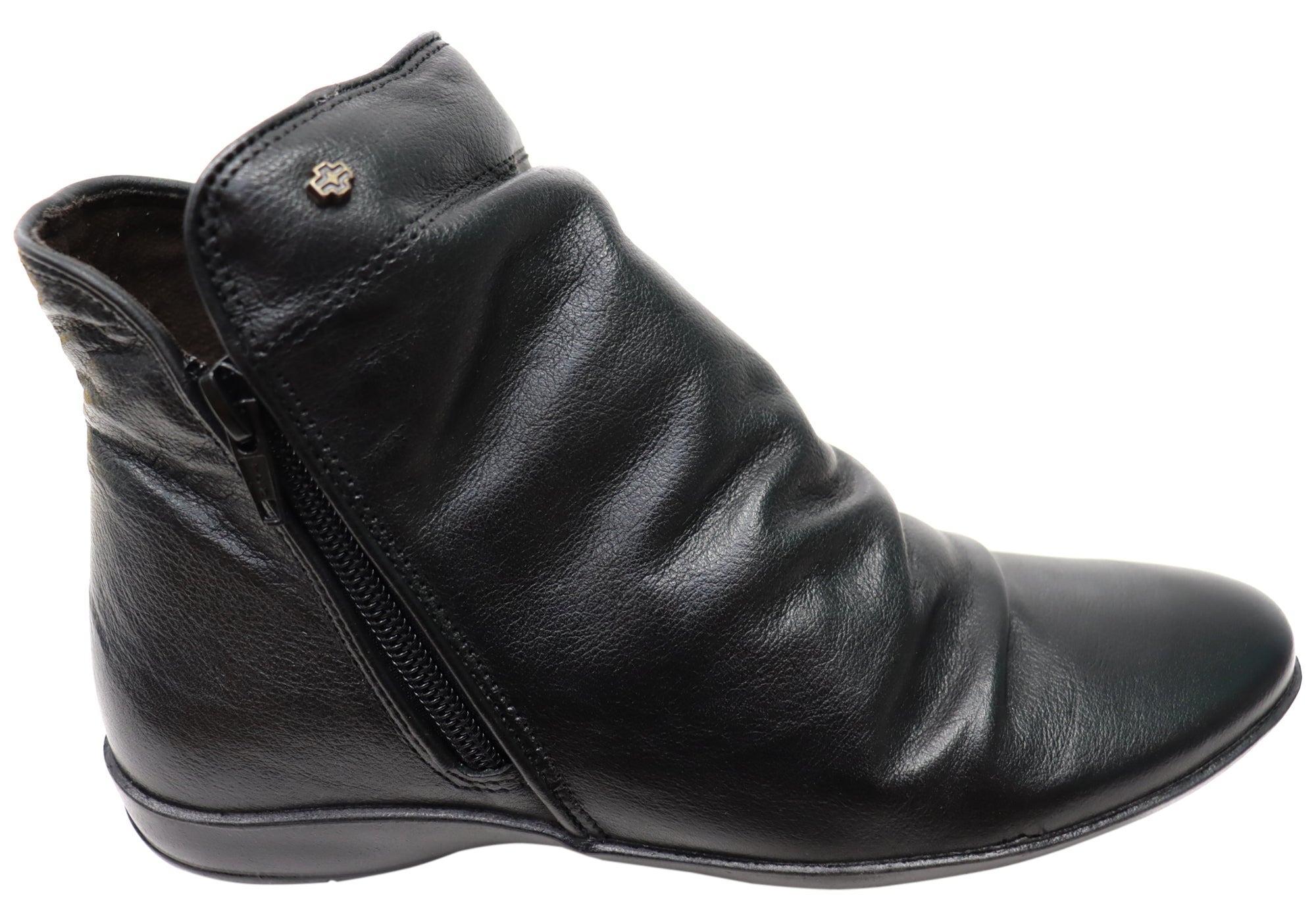 Perlatto Linda Women's Comfortable Leather Ankle Boots - Brazilian Made Leather Booties for Walking, Work & Casual Outfits