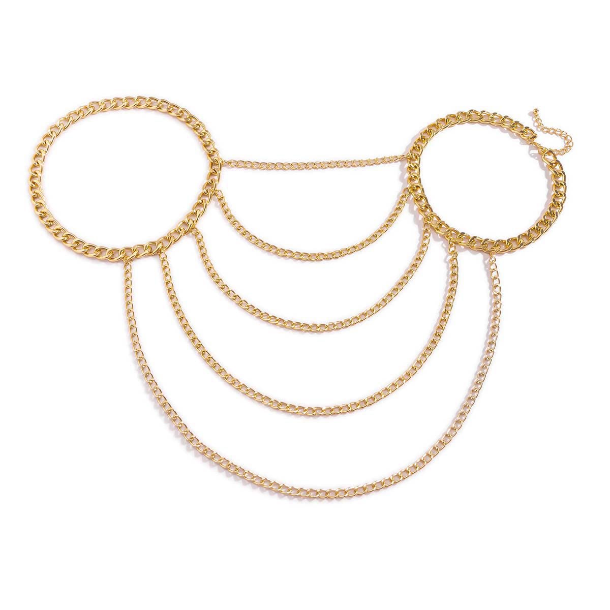 Carufin Sexy U-Shaped Tassel One-Shoulder Body Chain Necklace - Gold Women's Jewelry for Parties, Date Nights & Festivals