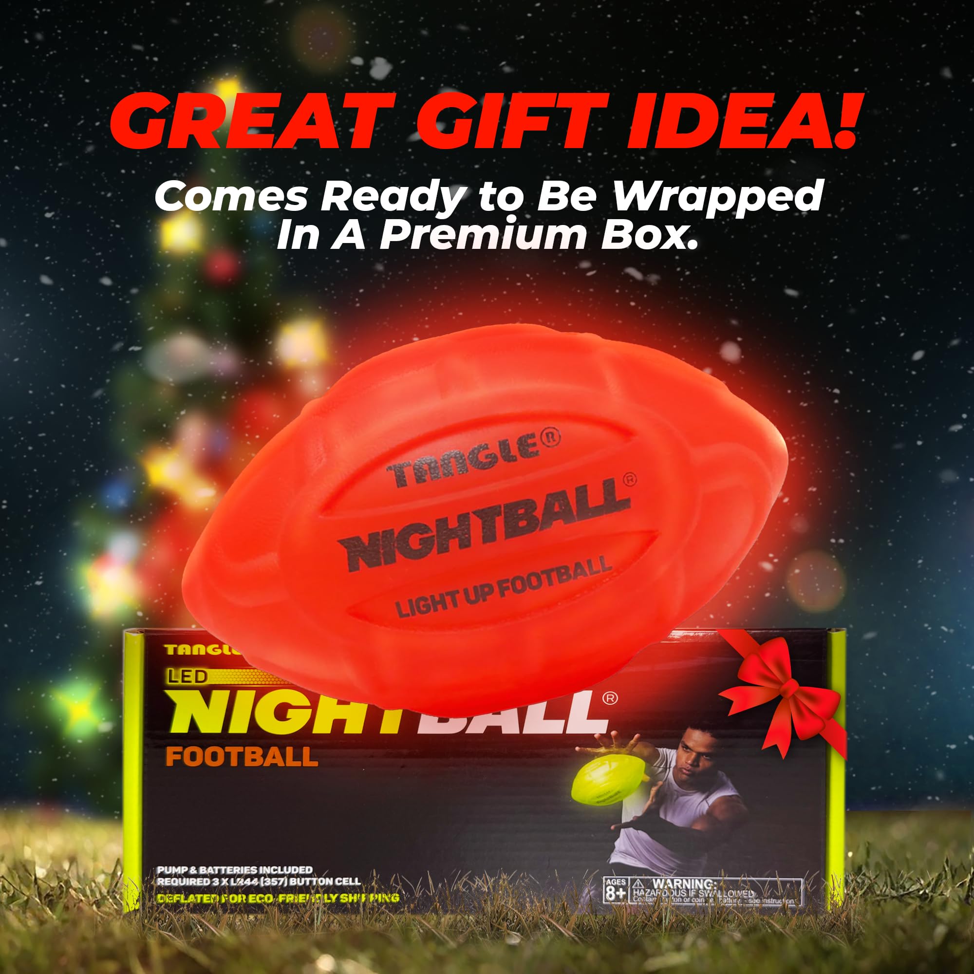Glow in The Dark LED Football - Bright Inflatable Light Up Football for Kids & Adults - Perfect Nighttime Outdoor Play & Gifts for Teen Boys (Red) - Great for Backyard Games, Beach Parties & Camping Adventures