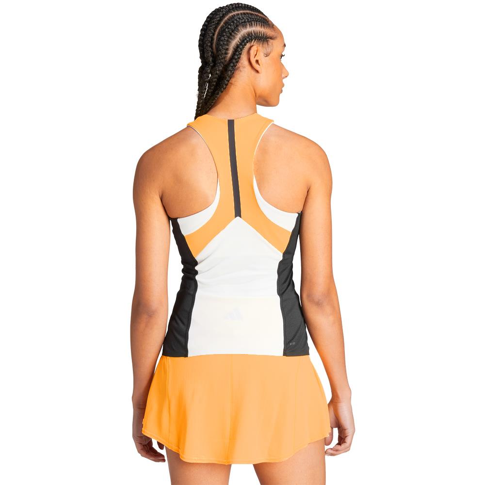 Adidas Women's Pro Y Tank Top - White/Spark - Breathable Workout Shirt for Running, Yoga & Gym Training