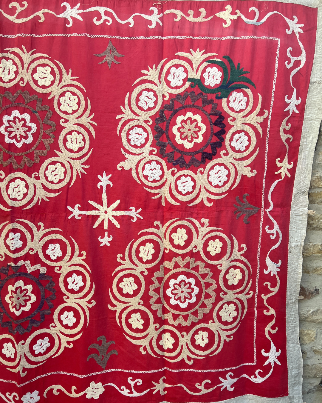 Extra Large Suzani 020 - Handmade Bohemian Style Cotton Throw Blanket for Bed, Sofa & Home Decor - Perfect for Bohemian Bedroom, Living Room & Cozy Nights