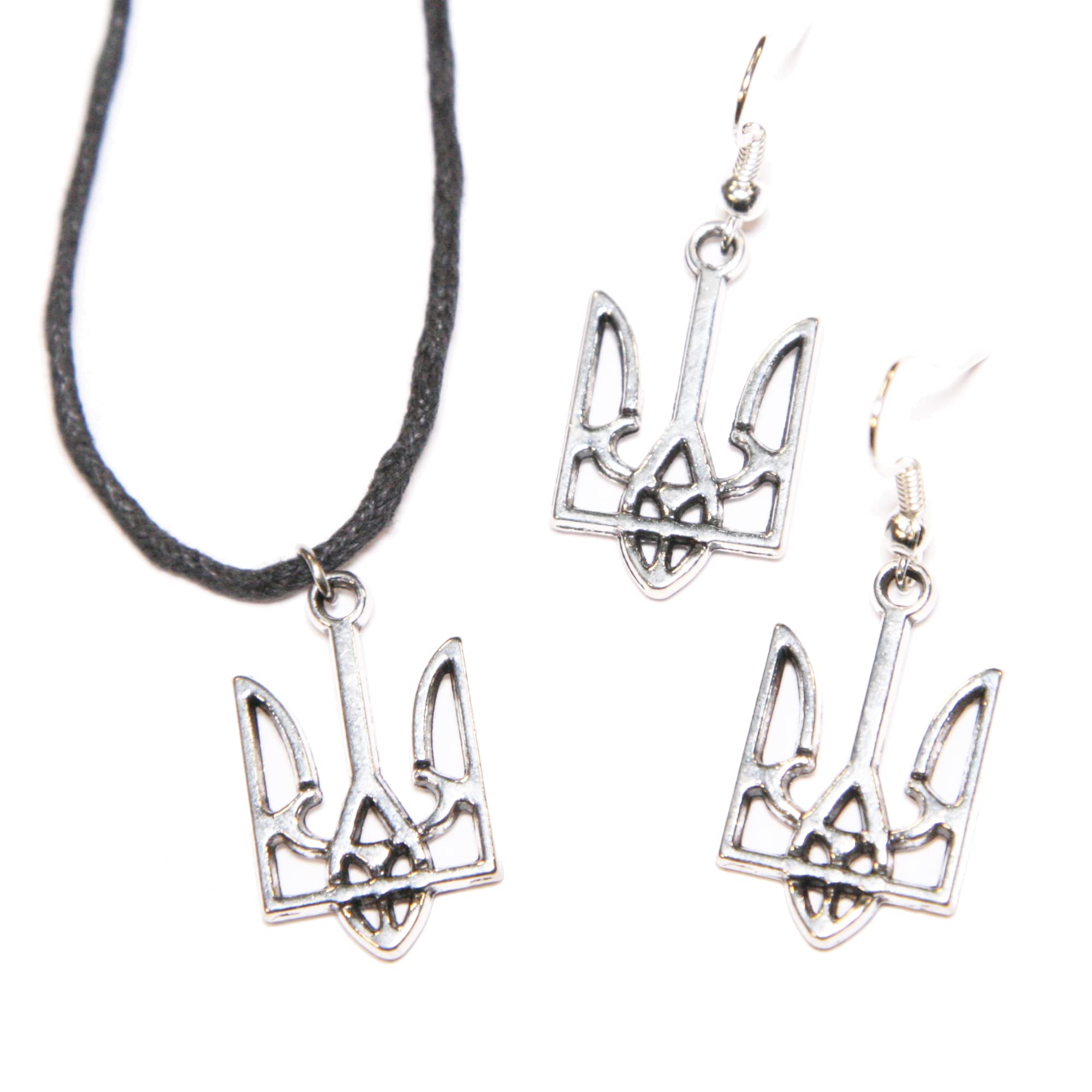 Handmade Ukrainian Earrings - Authentic Tryzub Trident Jewelry from Ukraine | Pray for Ukraine Symbolic Gift | Perfect for Cultural Events, Weddings & Patriotic Occasions