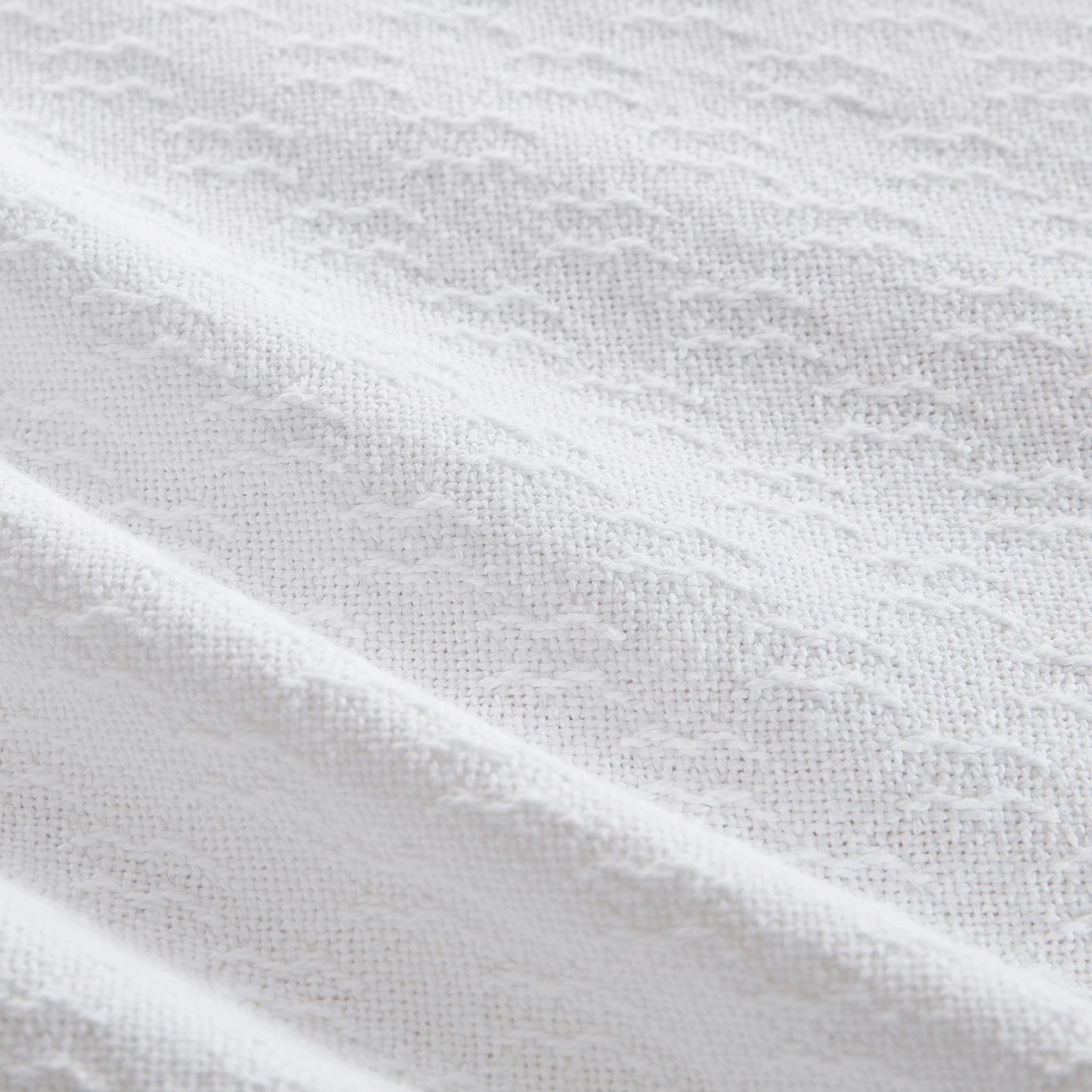 Nautica Twin Blanket - Soft 100% Cotton All-Season Bedding Set, Medium Weight (Ripple Cove White) | Cozy Home Decor for Bedroom, Living Room & Travel