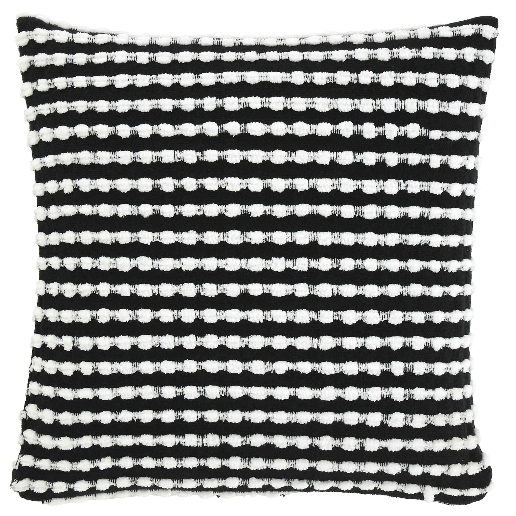 Catherine Lansfield Stab Stitch Cushion - Black Decorative Throw Pillow for Sofa, Bed & Home Decor
