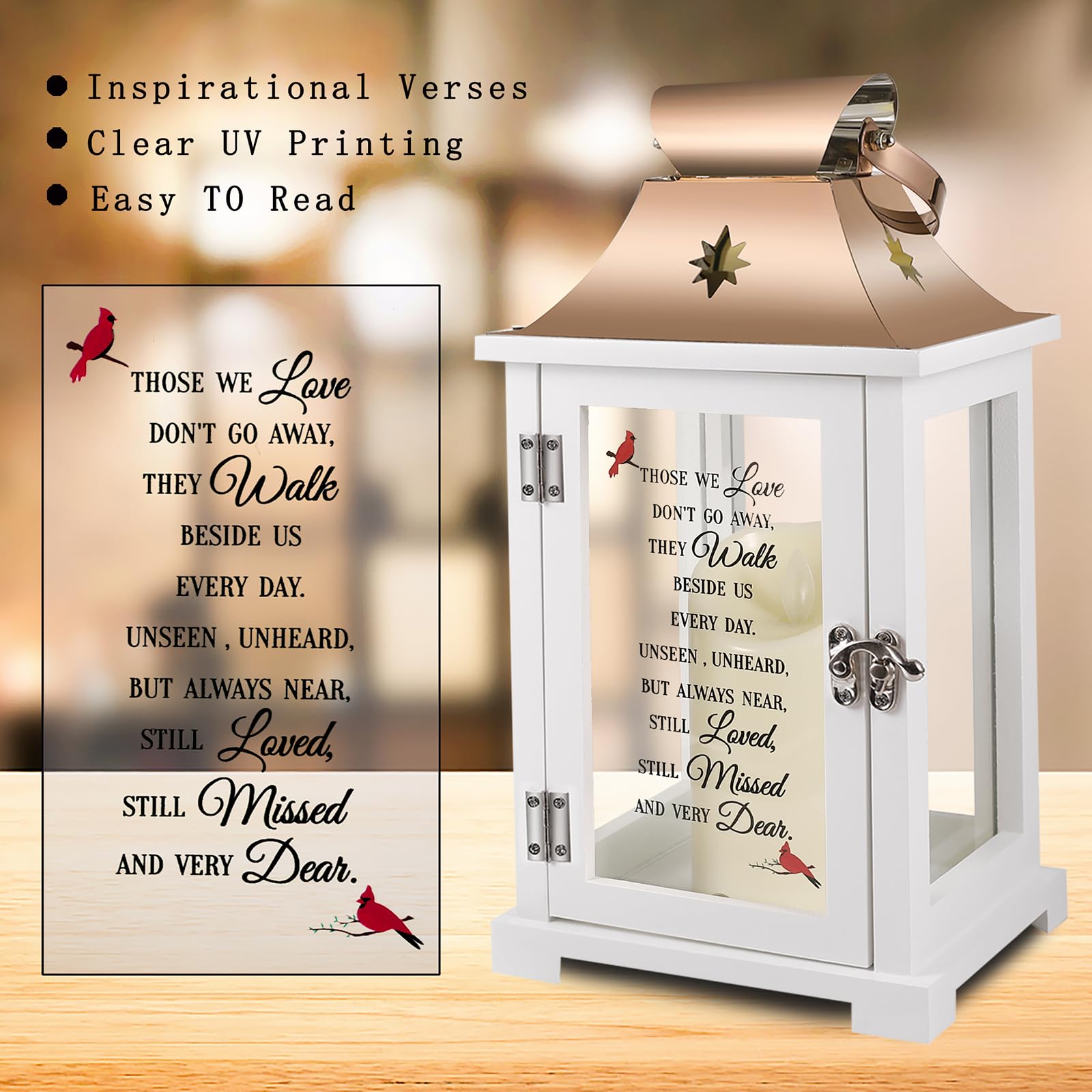 Memorial Lantern - Sympathy Gifts for Loss of Loved Ones, Bereavement & Funeral Keepsake - Celebration of Life Lantern for Mom, Dad, Family - In Memory Candle Holder for Home, Cemetery, or Memorial Services