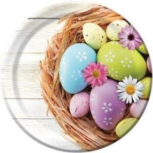 Easter Morning 7 Inch Paper Plates 8 Pack - Colorful Easter Party Plates for Breakfast, Brunch & Holiday Decorations