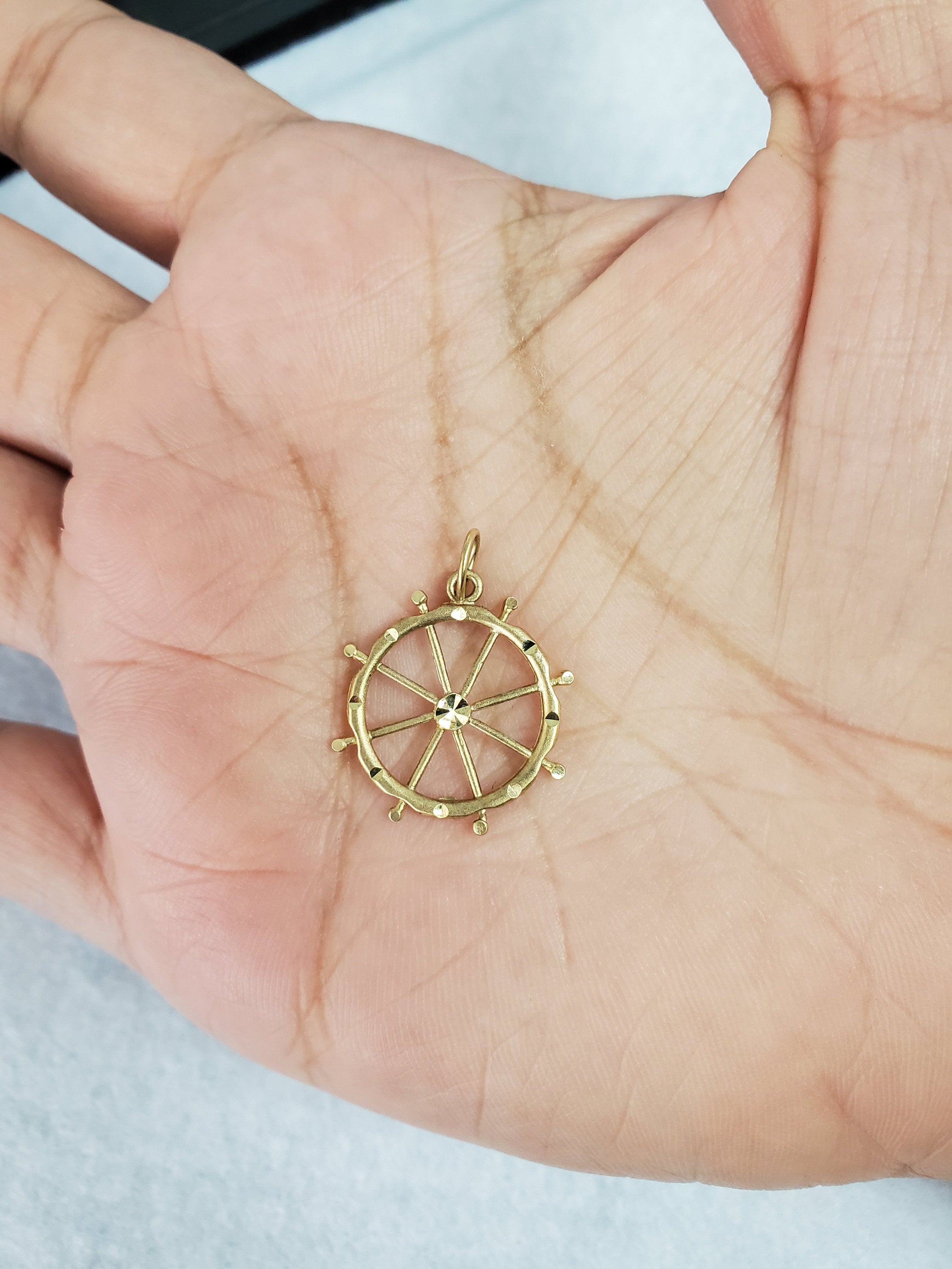 Diamond Cut Shipwheel Charm - Nautical Jewelry for Necklaces, Bracelets & DIY Crafts | Perfect for Beach Parties, Sailor Gifts & Maritime Decor