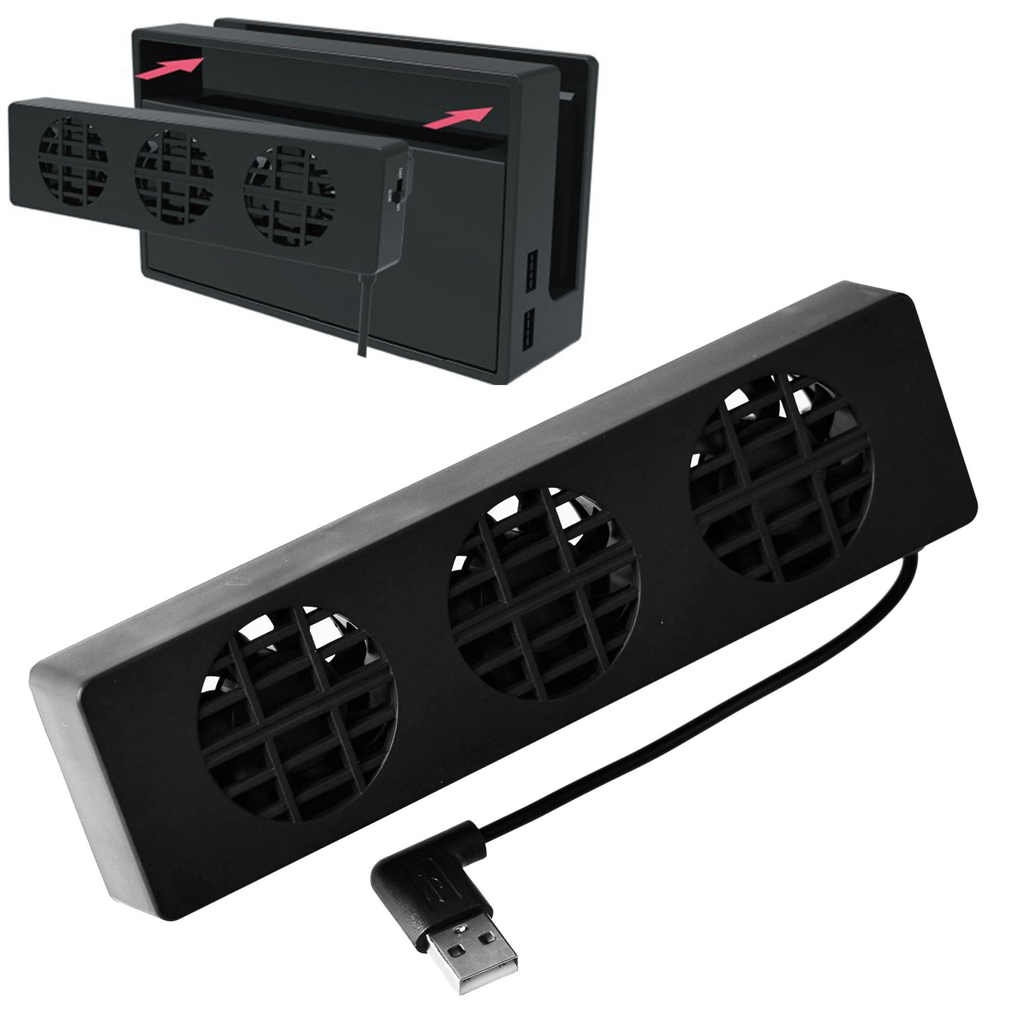 Mcbazel DOBE Nintendo Switch External Dock Cooling Stand with 3 Fans - Portable Cooling System for Switch/OLED/Lite Gaming Consoles - Perfect for Long Gaming Sessions & Travel Use