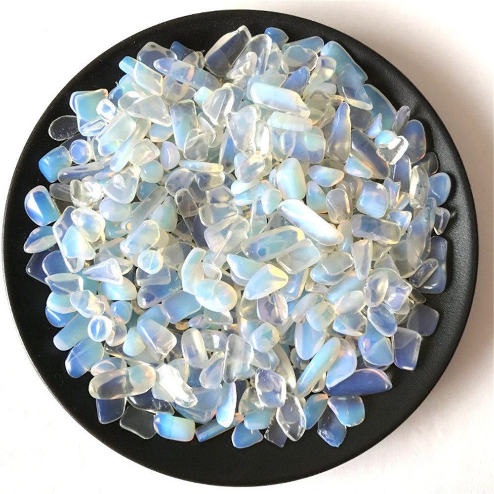 1 lb Natural Opal Tumbled Chips - Crushed Healing Stones for Jewelry Making, Reiki Crystal, Home Decor - Irregular Shaped Gemstones for DIY Crafts & Spiritual Healing
