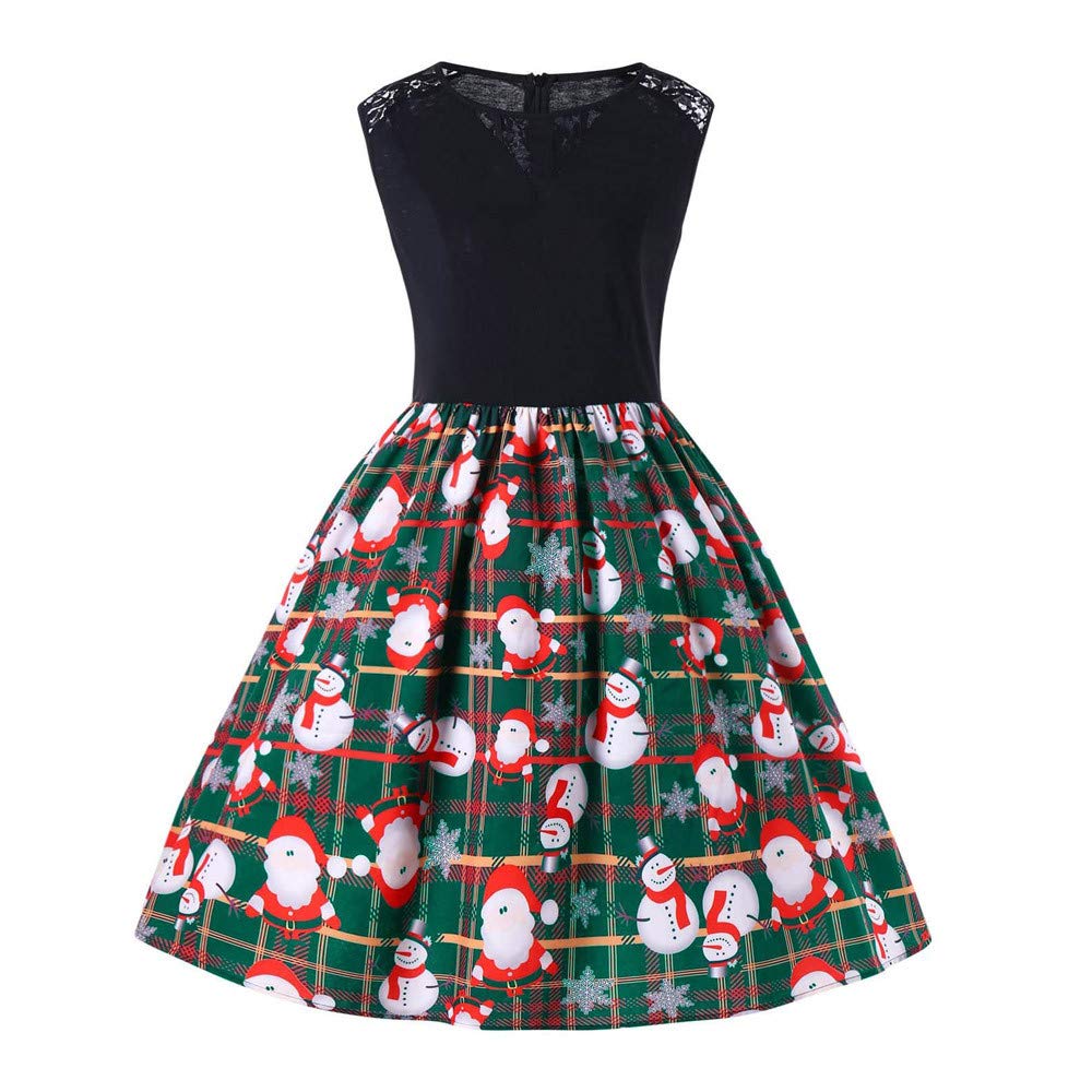 Elegant Vintage Lace Sleeveless Christmas Party Dress for Women - Formal Holiday Cocktail Swing Dress for Christmas Parties & Special Occasions