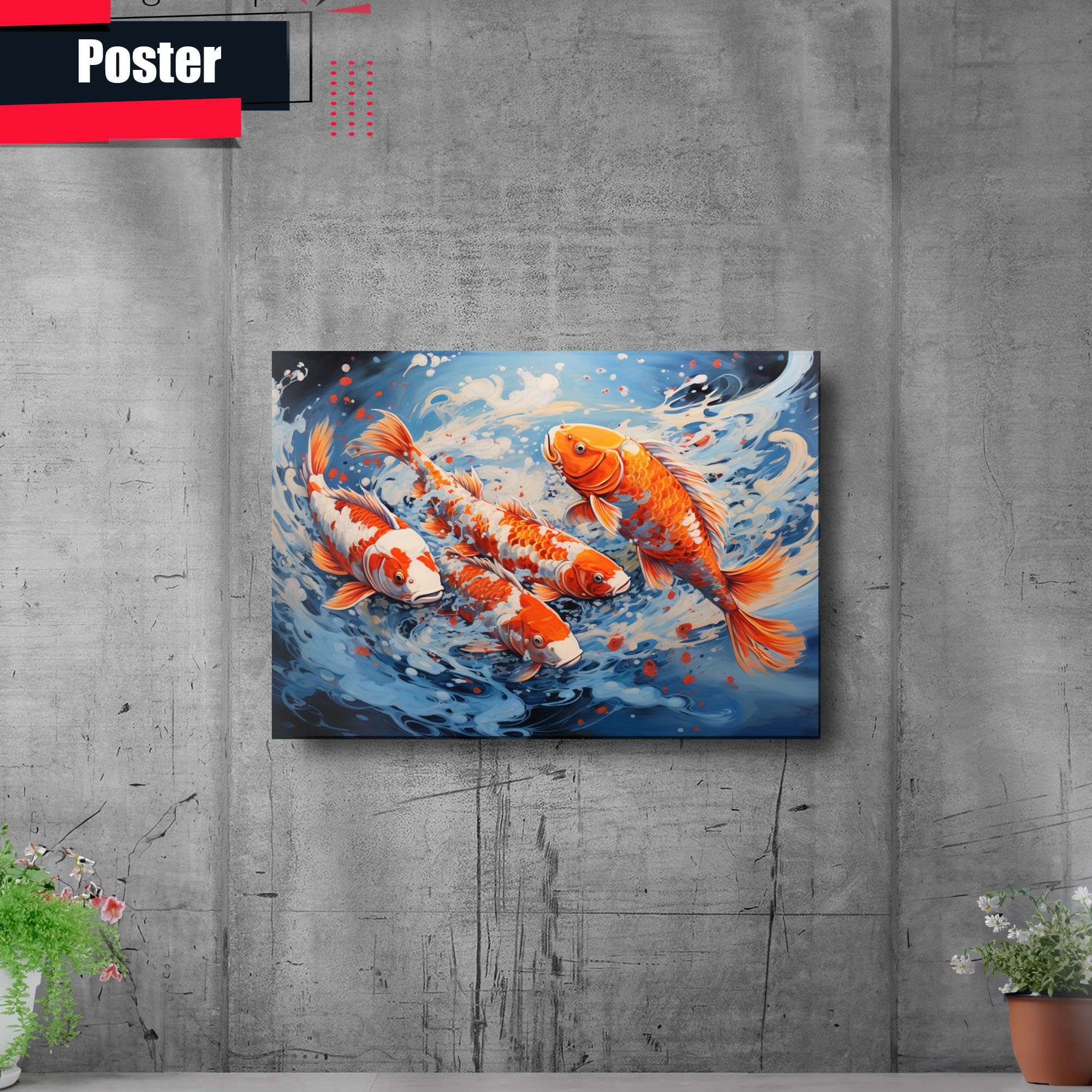 Japanese Koi Fish Art Print - Zen Wall Decor for Home & Office