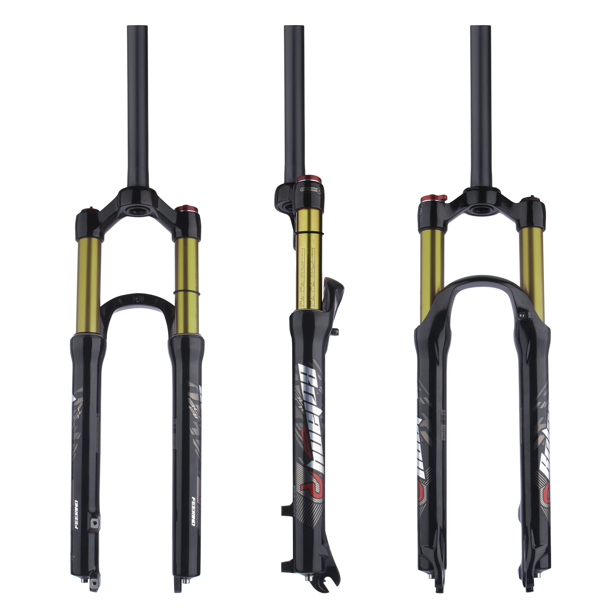 BOLANY 26/27.5/29 Inch MTB Air Suspension Fork - 120mm Travel, Rebound Adjust, 1/8 Straight/Tapered Tube, Manual/Remote Lockout, QR 9mm Front Fork for Mountain Biking & Trail Riding