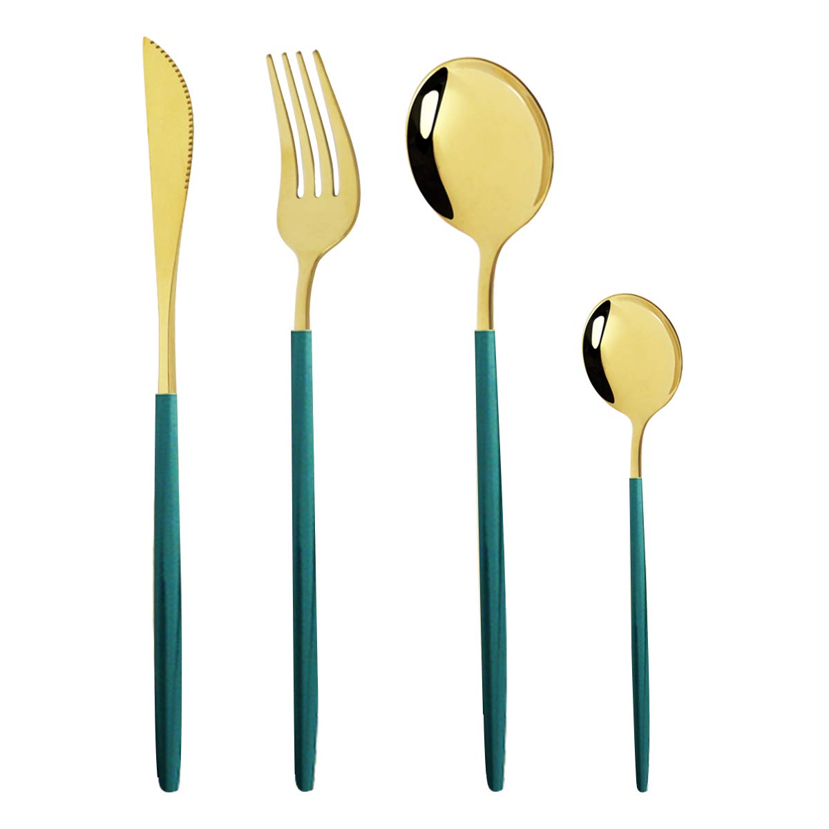 Premium Gugrida 24-Piece Silverware Set - 18/10 Stainless Steel Flatware with Mirror Finish in Elegant Green Gold | Durable Reusable Cutlery for Dinner Parties, Restaurants & Everyday Dining (Service for 6) | Perfect for Family Gatherings, Weddings & Formal Occasions