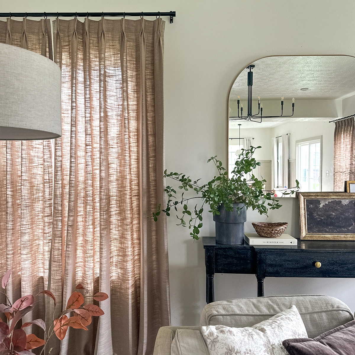 Pinch Pleated Blackout Curtains - 100% Linen Fabric for Modern Home Decor | Noise Reducing & Thermal Insulated Window Drapes for Bedroom & Living Room