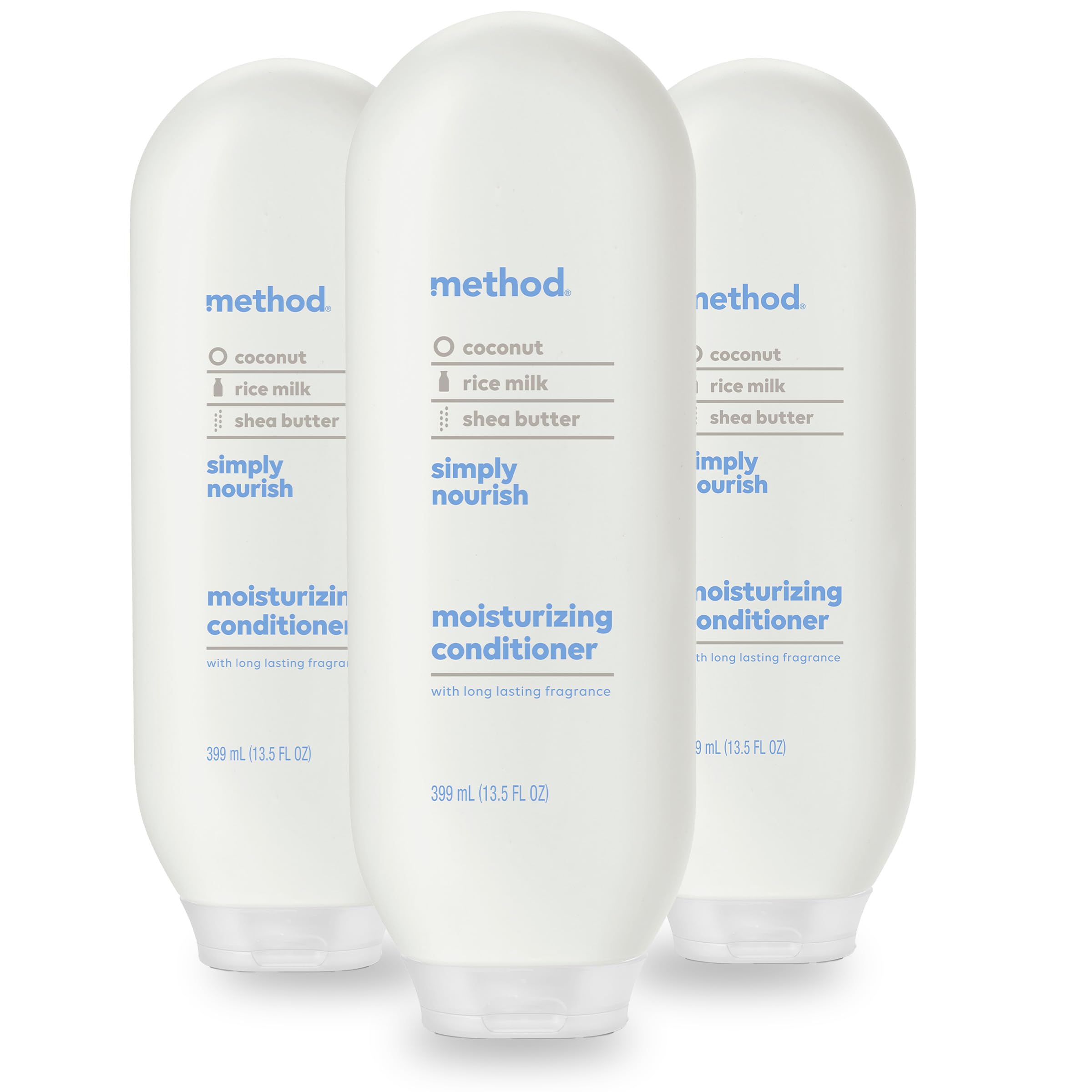 Method Moisturizing Conditioner - Shea Butter, Coconut & Rice Milk Scent - Paraben & Sulfate Free - 13.5 oz (3 Pack) | Hydrating Hair Care for Dry, Damaged Hair - Daily Nourishment & Softness