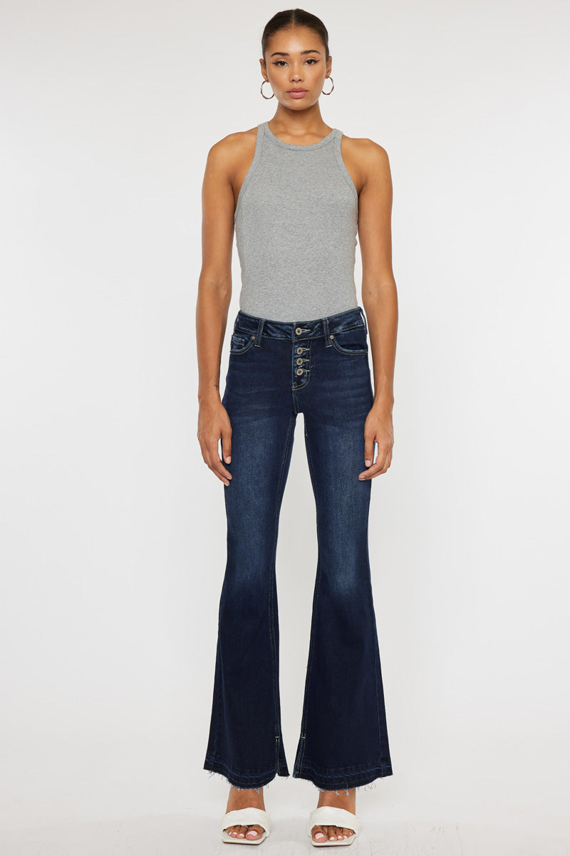Lurice Women's Mid Rise Flare Jeans - Stretchy Denim Pants for Casual & Office Wear | Comfortable Bootcut Trousers for Everyday Style
