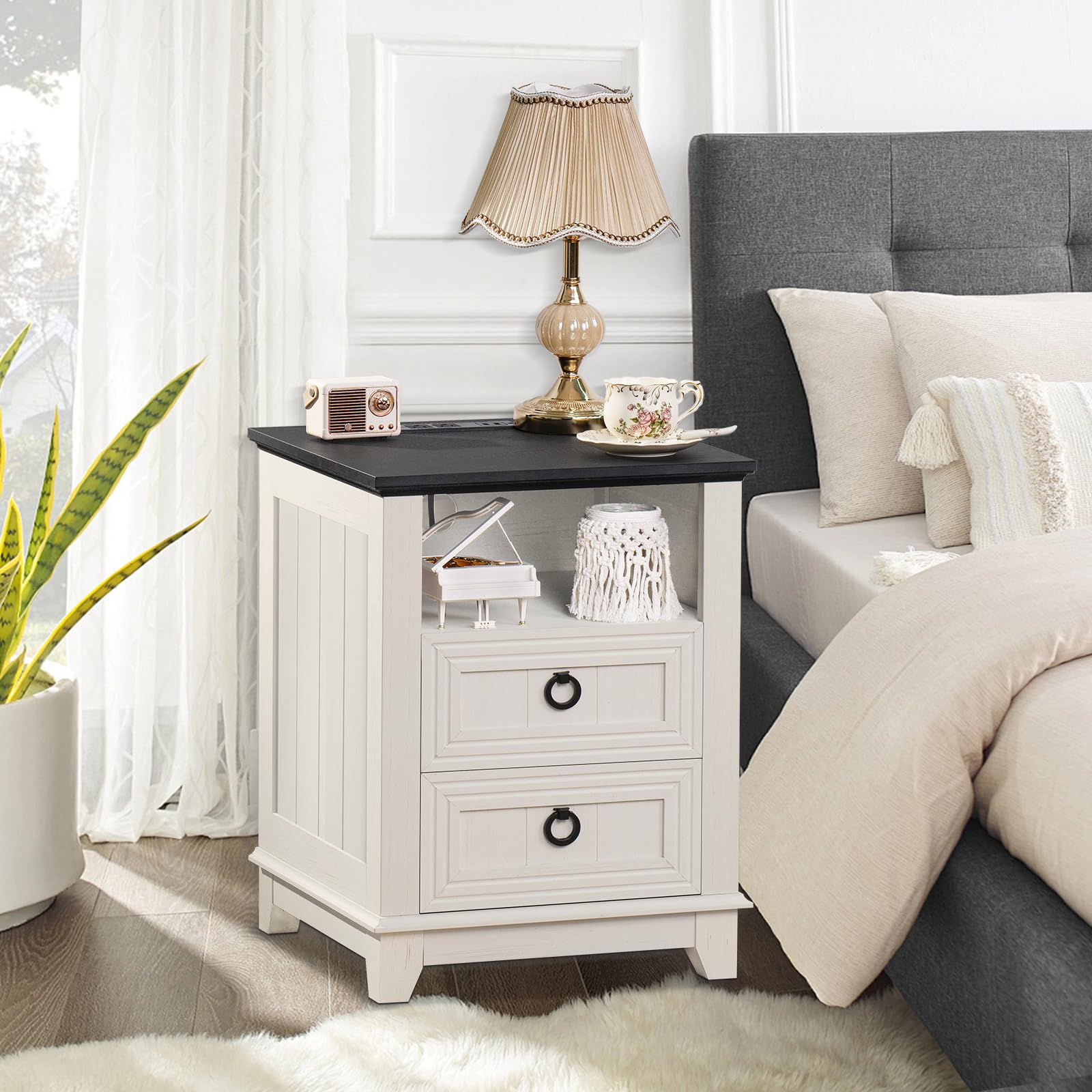 Farmhouse Coffee Table Set of 3 with Charging Station & Hidden Storage - Rustic 3-Piece Living Room Furniture for Home & Office - Perfect for Family Gatherings & Remote Work