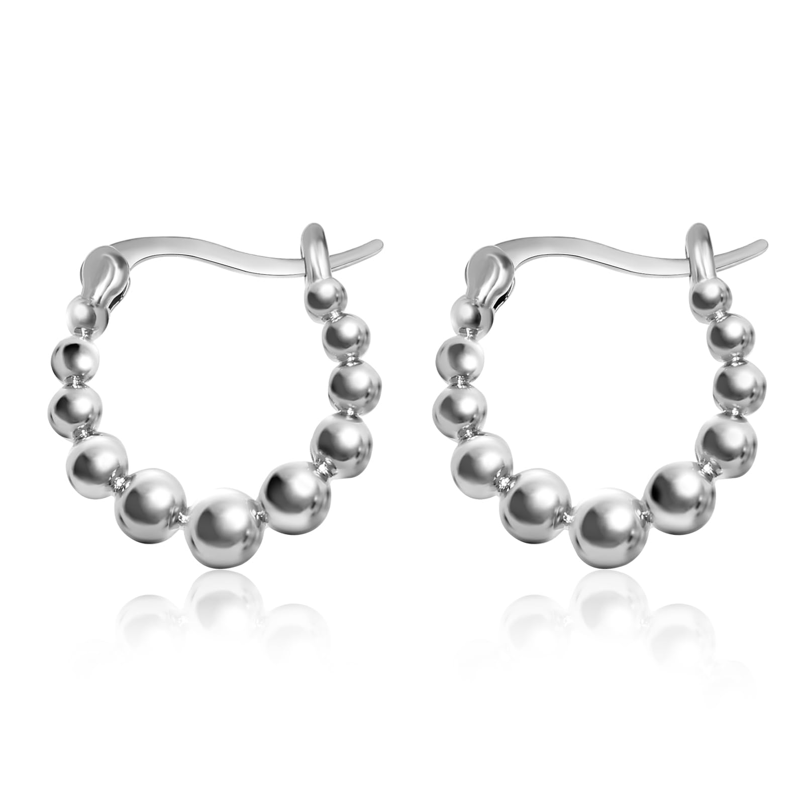 Stylish Titanium Hoop Earrings for Women & Men - Round & Oval Boho Designs with Filigree, Beaded, Chain & Twist Styles | Hypoallergenic, Lightweight & White Gold Plated | Perfect for Sensitive Ears, Everyday Wear & Special Occasions