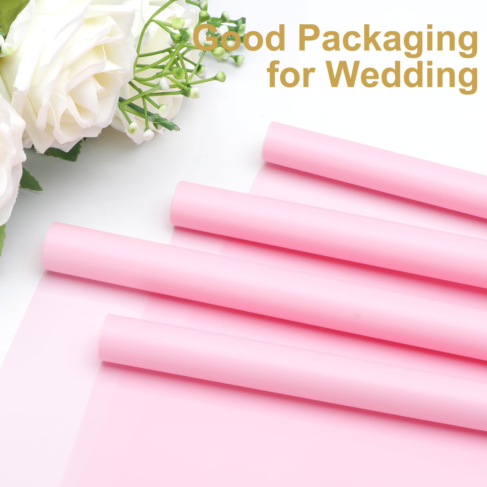 24 Sheets Floral Wrapping Paper - Premium Bouquet Gift Wrap for Birthdays, Graduations, Weddings & Valentine's Day | Elegant Misty Pink Design | Perfect for DIY Flower Arrangements & Thoughtful Gift Presentation