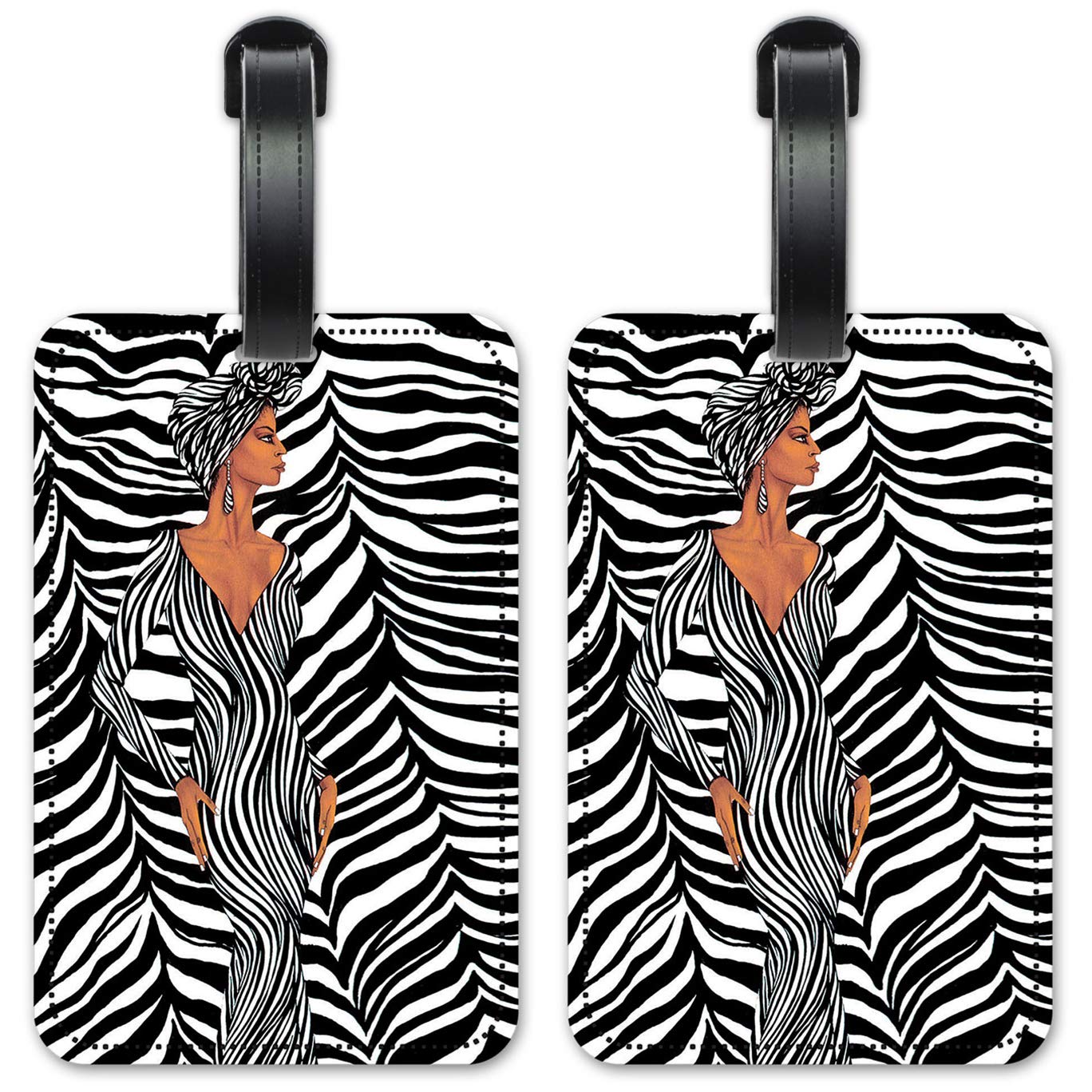 Premium Zebra Print Luggage ID Tags - Durable Suitcase Identification Cards with Secure Strap - Set of 2 for Travel & Airport Security (Ideal for Checked Bags, Backpacks & Carry-Ons)