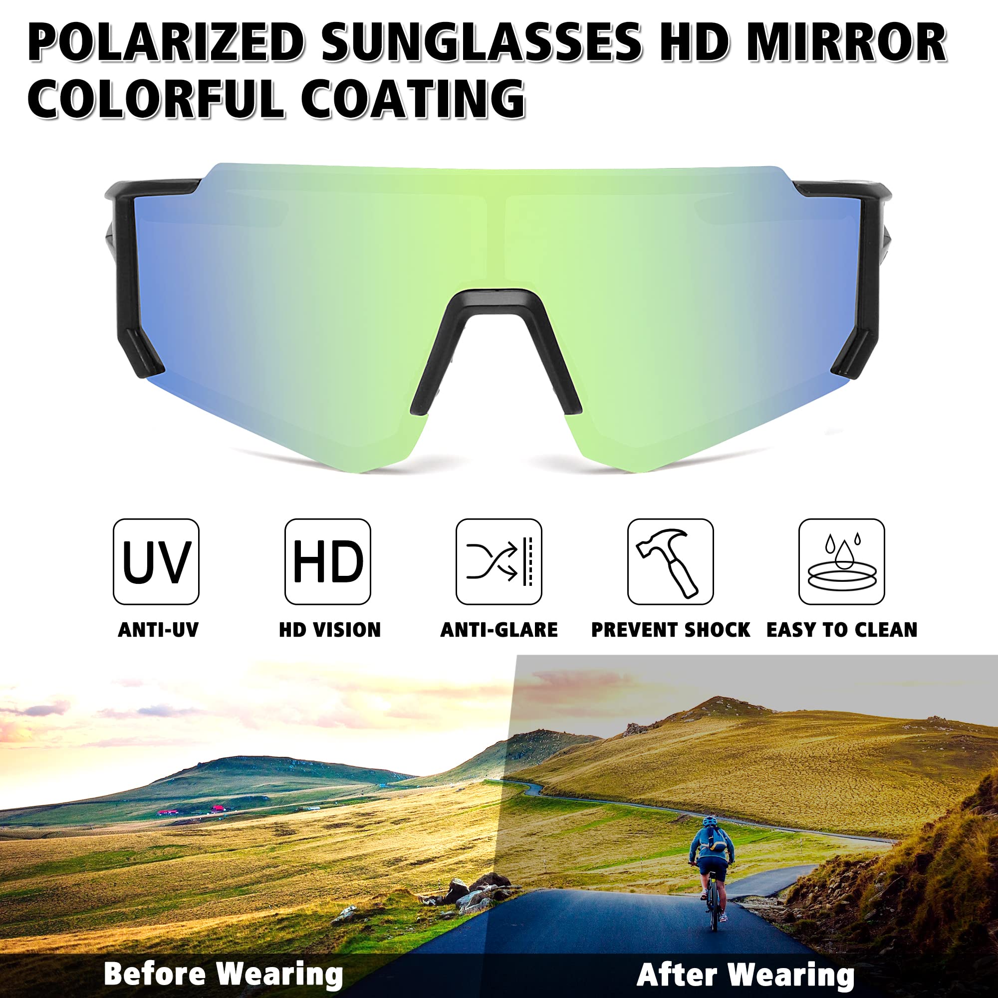 STORYCOAST Polarized Sports Sunglasses for Men & Women - UV400 Protection, Anti-Glare Driving, Fishing, Cycling & Mountain Biking Sunglasses - Perfect for Outdoor Activities & Adventure Sports