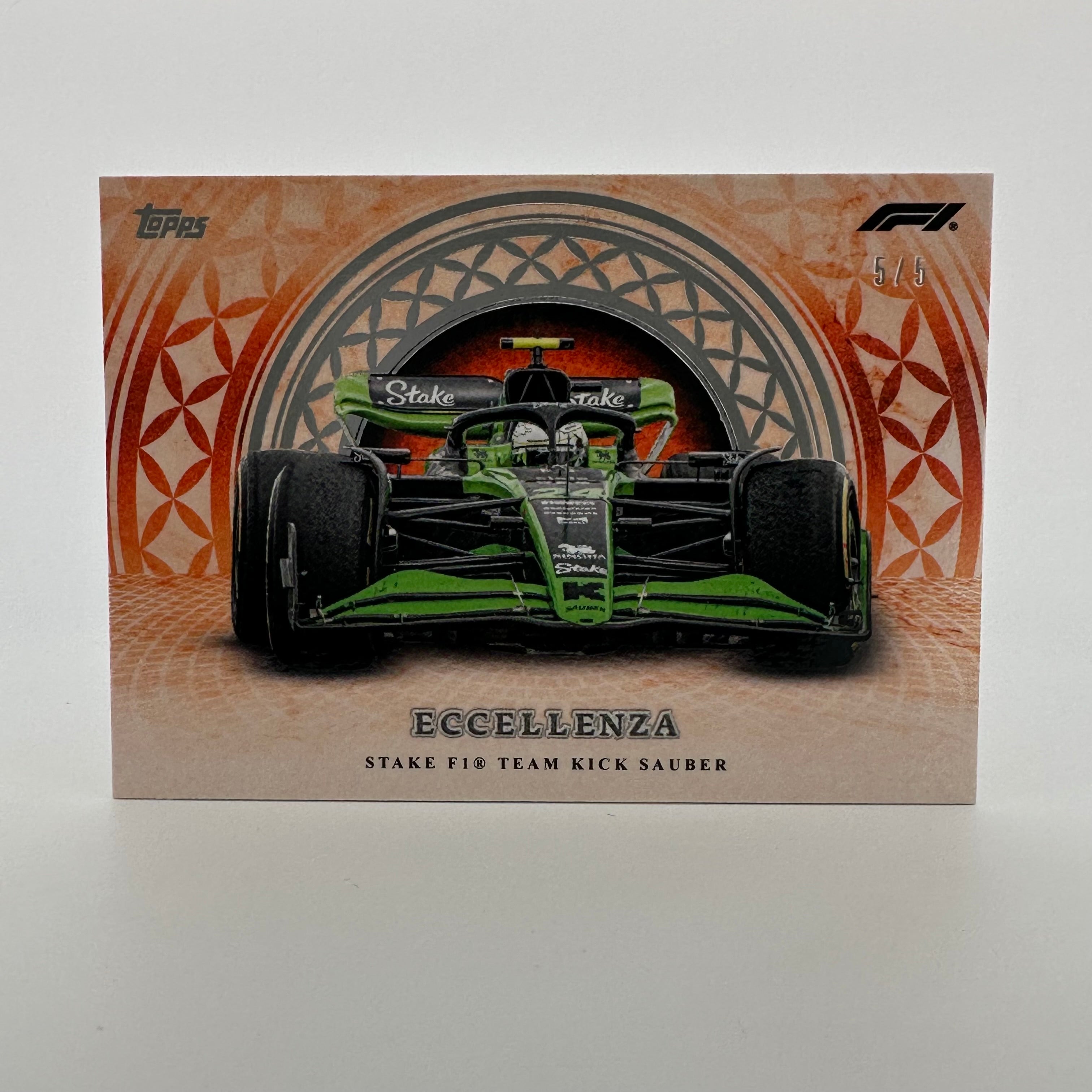 2024 Topps Eccellenza F1 Racing Car Model - 5/5 Stack F1 Team Orange Collectible - Perfect for F1 Fans, Display Cases, and Racing Memorabilia Collections