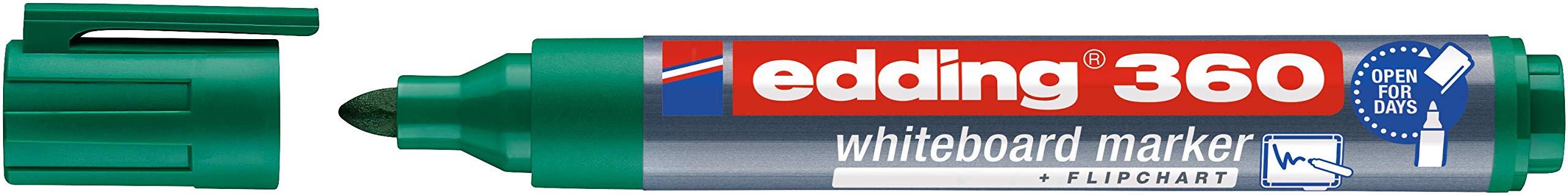 edding 360 Whiteboard Marker - Green - 1.5-3mm Round Tip - Dry Erase Whiteboard Pen - Single Marker for Office, Classroom & Home Use