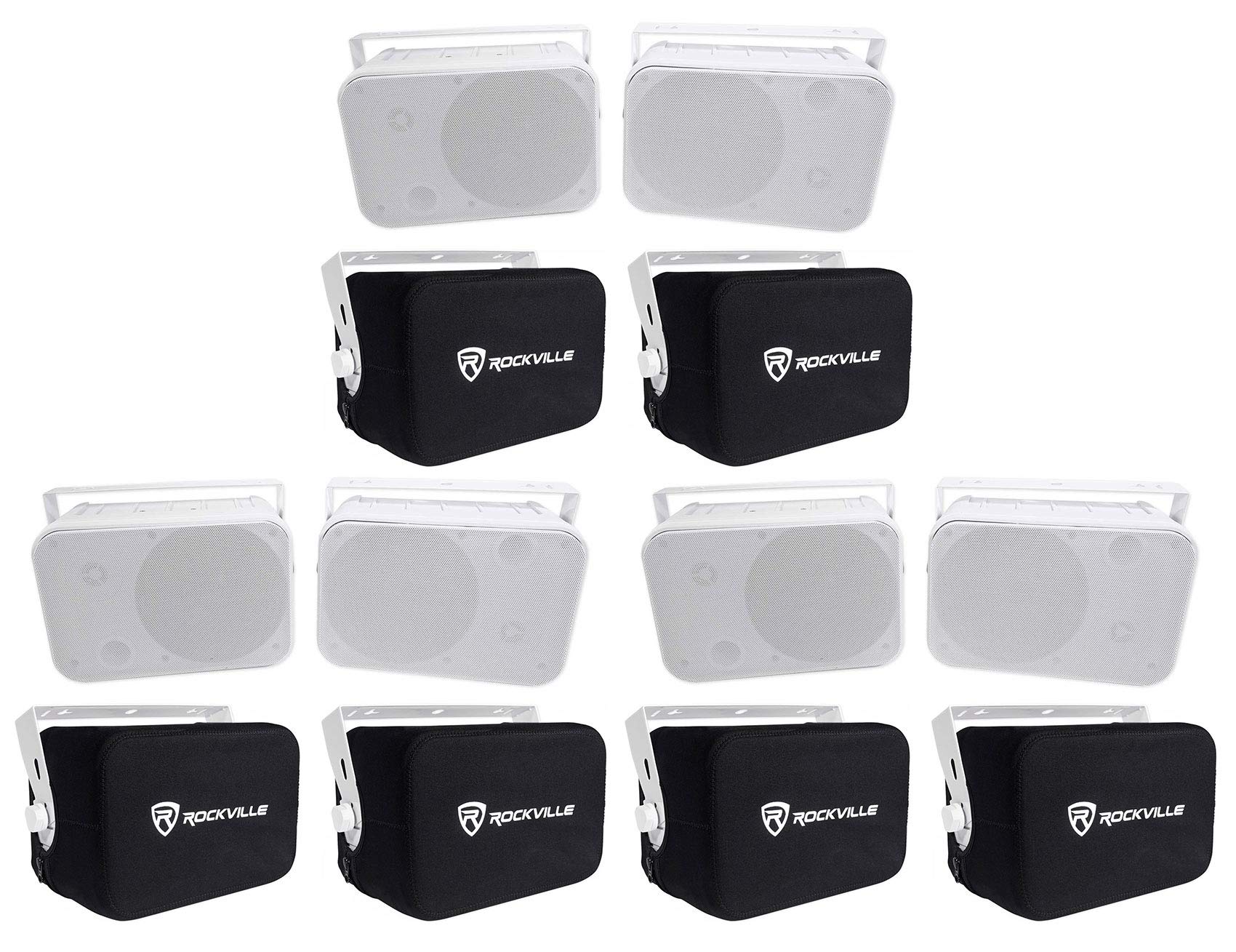 Rockville HP65S-8 6.5 Inch Outdoor Waterproof Speakers with Covers - Perfect for Patio, Backyard, Poolside & Garden Entertainment