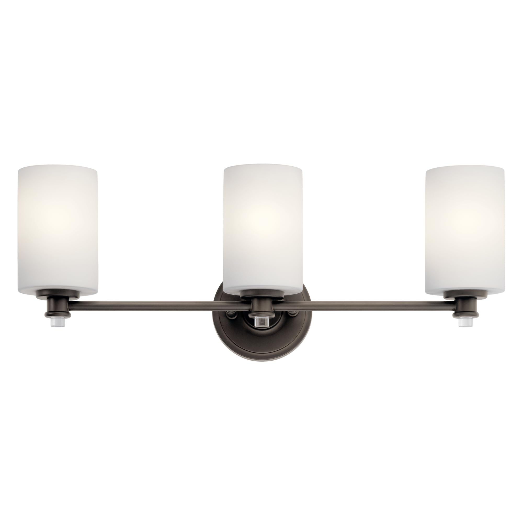 Kichler Joelson 24-Inch 3-Light Bathroom Vanity Light Fixture - Satin Etched Cased Opal & Clear Glass Accent in Olde Bronze Finish - Perfect for Master Bath, Powder Room, and Dressing Area Lighting