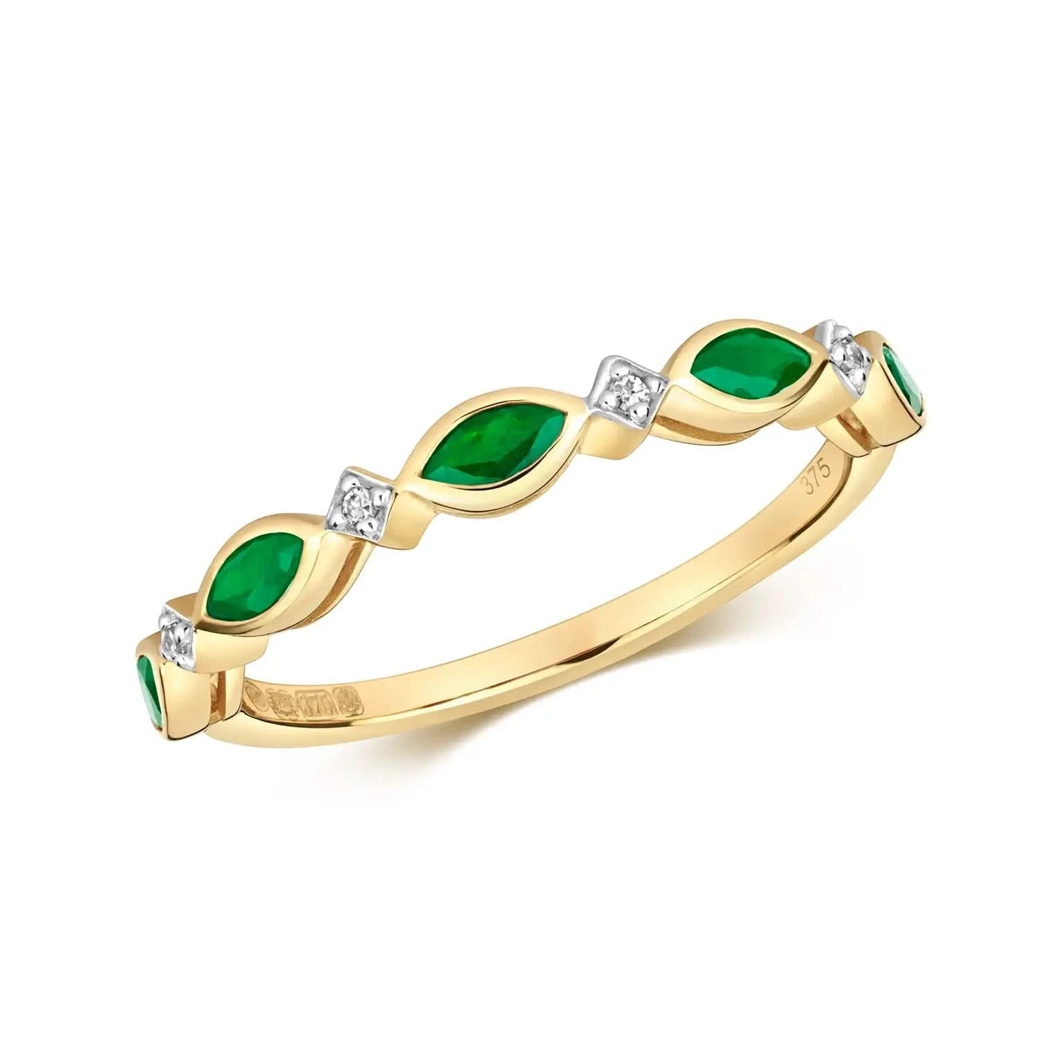 Emerald and Diamond Solid Gold Ring for Women - Elegant 14K Gold Jewelry for Engagement, Wedding & Special Occasions