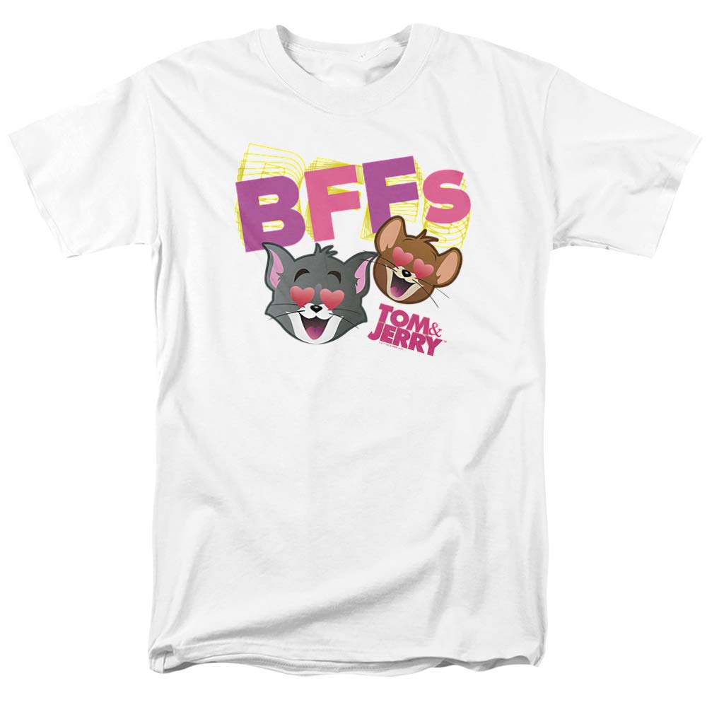 Tom and Jerry Movie Best Friends Forever (BFF) Unisex Adult T-Shirt - White, 4X-Large - Casual Wear, Gift for Fans, Cartoon Lovers, Funny Outfit