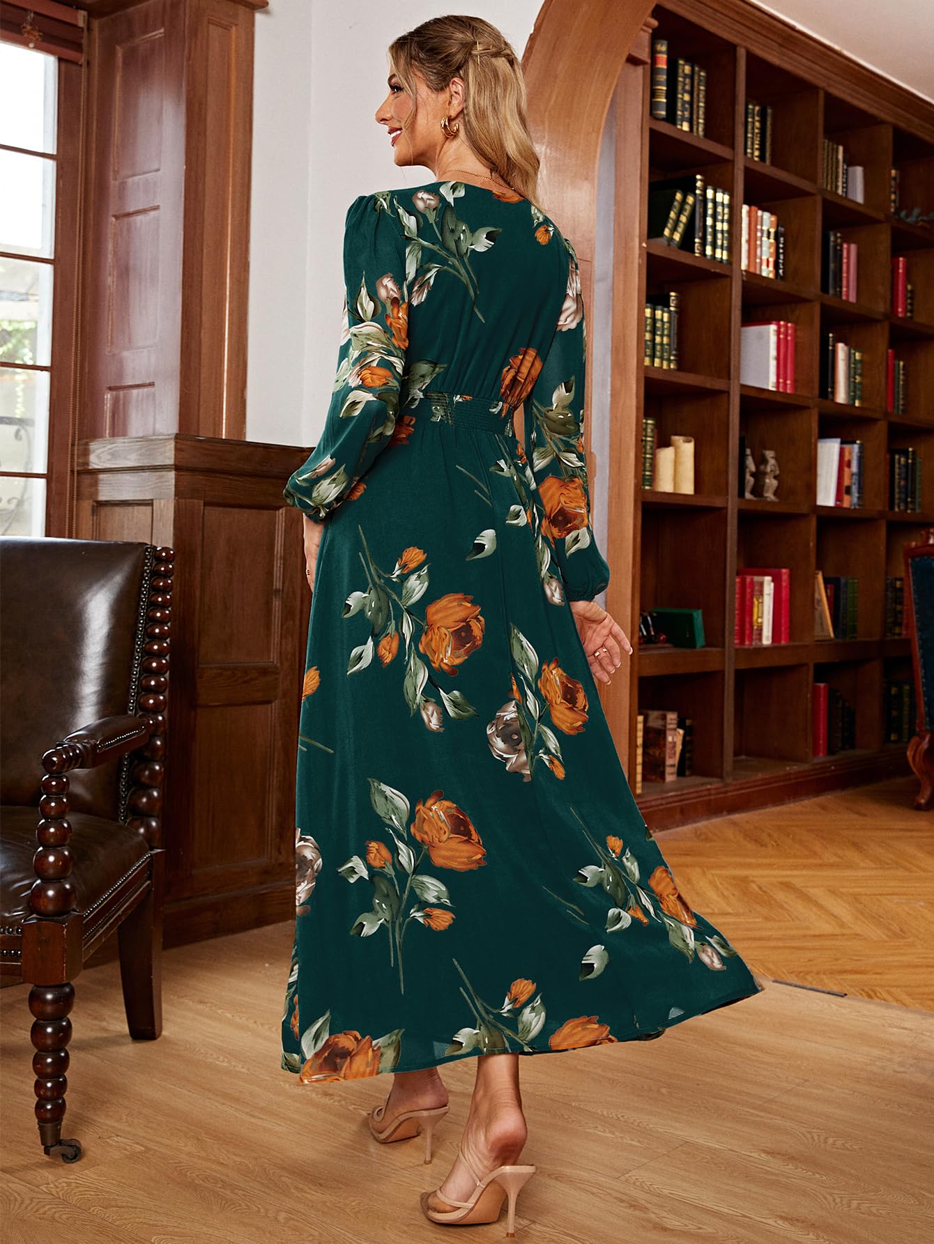 Boho Floral Maxi Dress for Women - Flowy Casual V-Neck Short Sleeve Wedding Guest Dress | Perfect for Beach Vacations, Summer Holidays & Outdoor Events