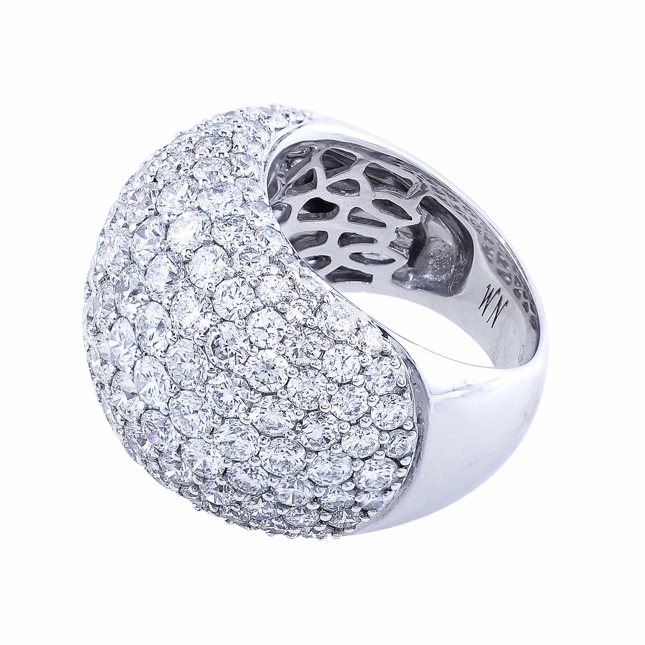 18K White Gold Tapered Pave Diamond Ring - 8.25 Carat Total Weight, Elegant Wedding Band, Anniversary Gift for Her, Perfect for Engagement & Special Occasions