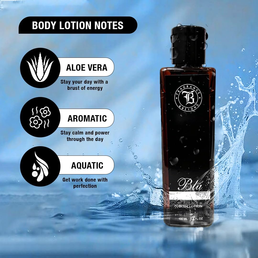 Fragrance & Beyond Blu Perfume Body Lotion for Women - Hydrating & Nourishing with Almond Oil, Jojoba Oil & Shea Butter | 100ml | Softens & Moisturizes Dry Skin | Perfect for Daily Use, Gift Giving & Travel