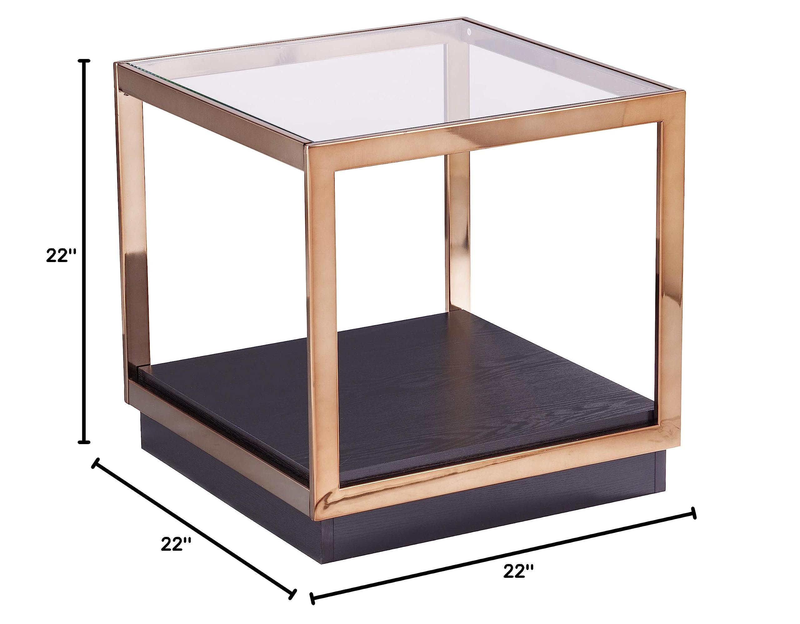 SEI Lexina End Table - Modern Nightstand with Storage Shelf, Champagne & Black Finish - Perfect for Living Room, Bedroom, or Office Side Table