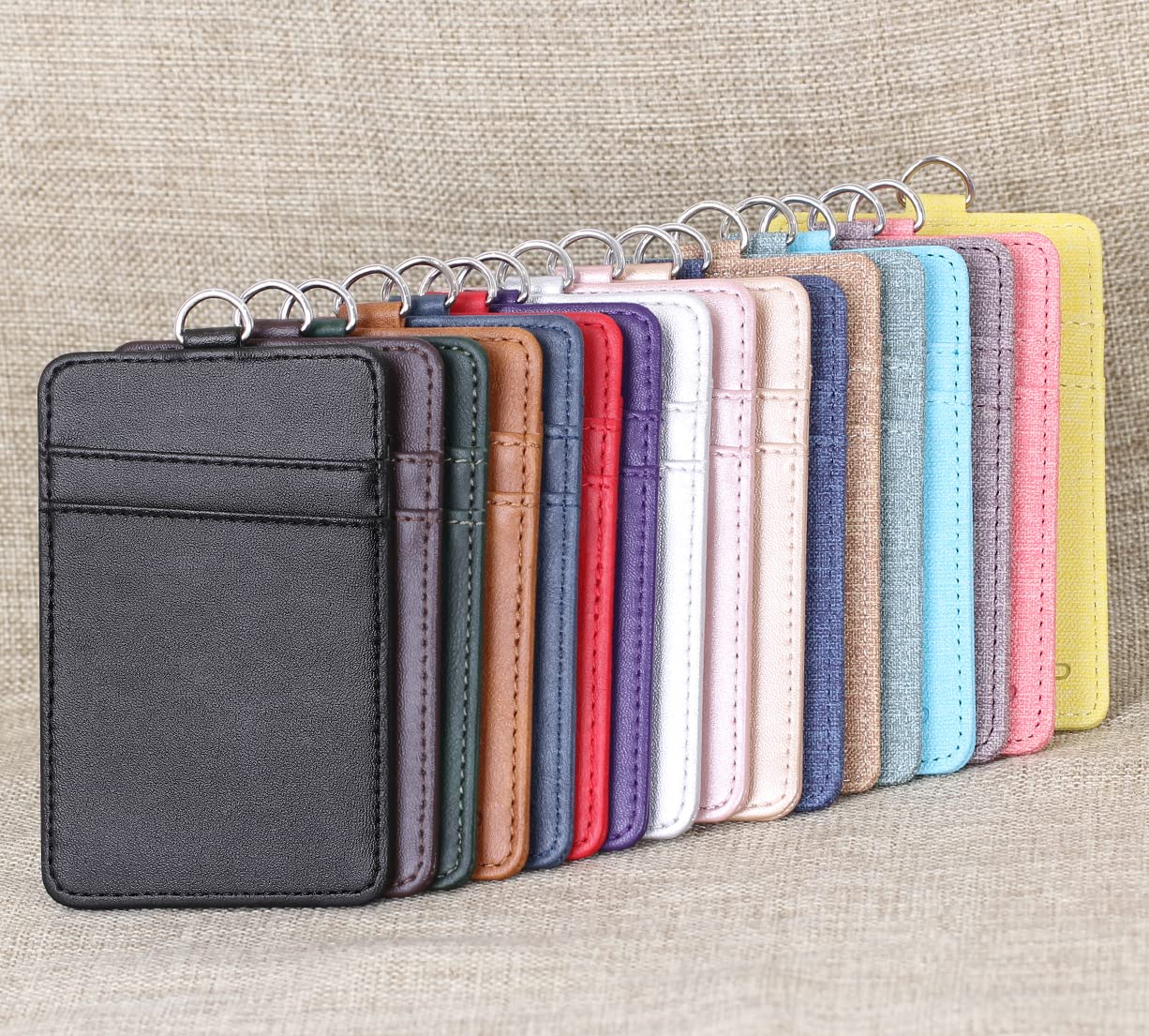Leather Badge Holder with Retractable Lanyard - Quick Release for Office & School ID Cards