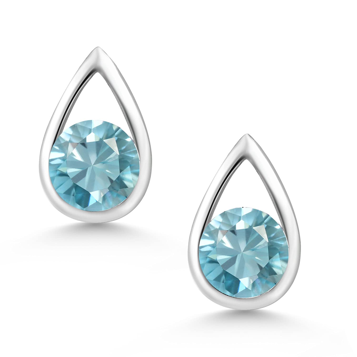 Gem Stone King Teardrop Stud Earrings for Women & Men - 925 Sterling Silver, 5MM Round Gemstone Birthstone Jewelry | Elegant Gifts for Her, Mom, Wife, Girlfriend | Perfect for Birthdays, Anniversaries & Special Occasions