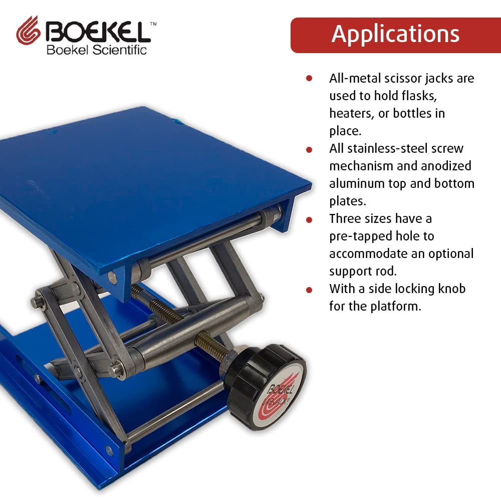Stainless Steel Lab Jack with Anodized Aluminum Plates - 4