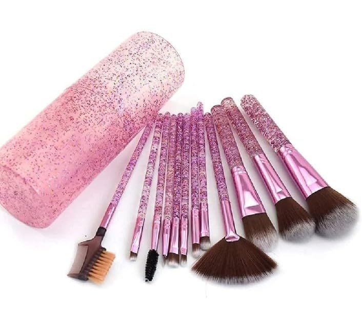 Premium 12-Piece Chachanal Makeup Brush Set with Storage Barrel - Shiny Purple | Professional Cosmetic Brushes for Foundation, Blending, Contouring & More | Perfect for Makeup Artists & Beauty Enthusiasts