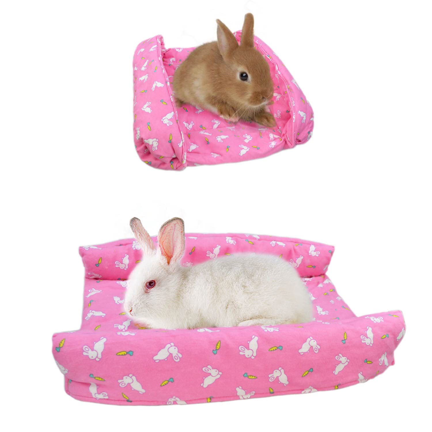Cozy Rabbit Snuggle Bed - Soft Lounger Pillow & Cuddle Cushion with 2 Cotton Pillows for Bunny Flop Mat - Perfect for Small Pets, Indoor Relaxation & Photo Shoots
