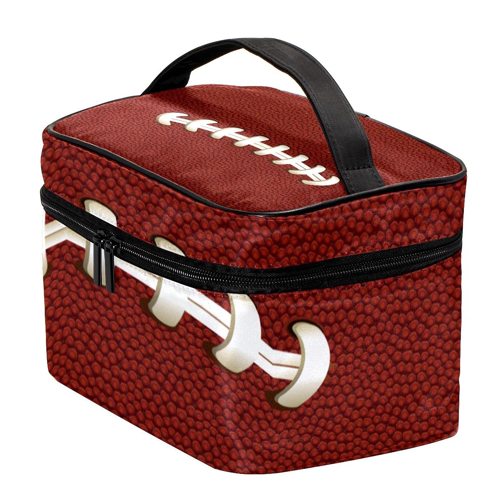 Premium Rugby Ball Texture Travel Makeup Bag - Large Cosmetic Organizer with Zipper for Women & Girls | Perfect for Gym, Travel & Daily Essentials Storage