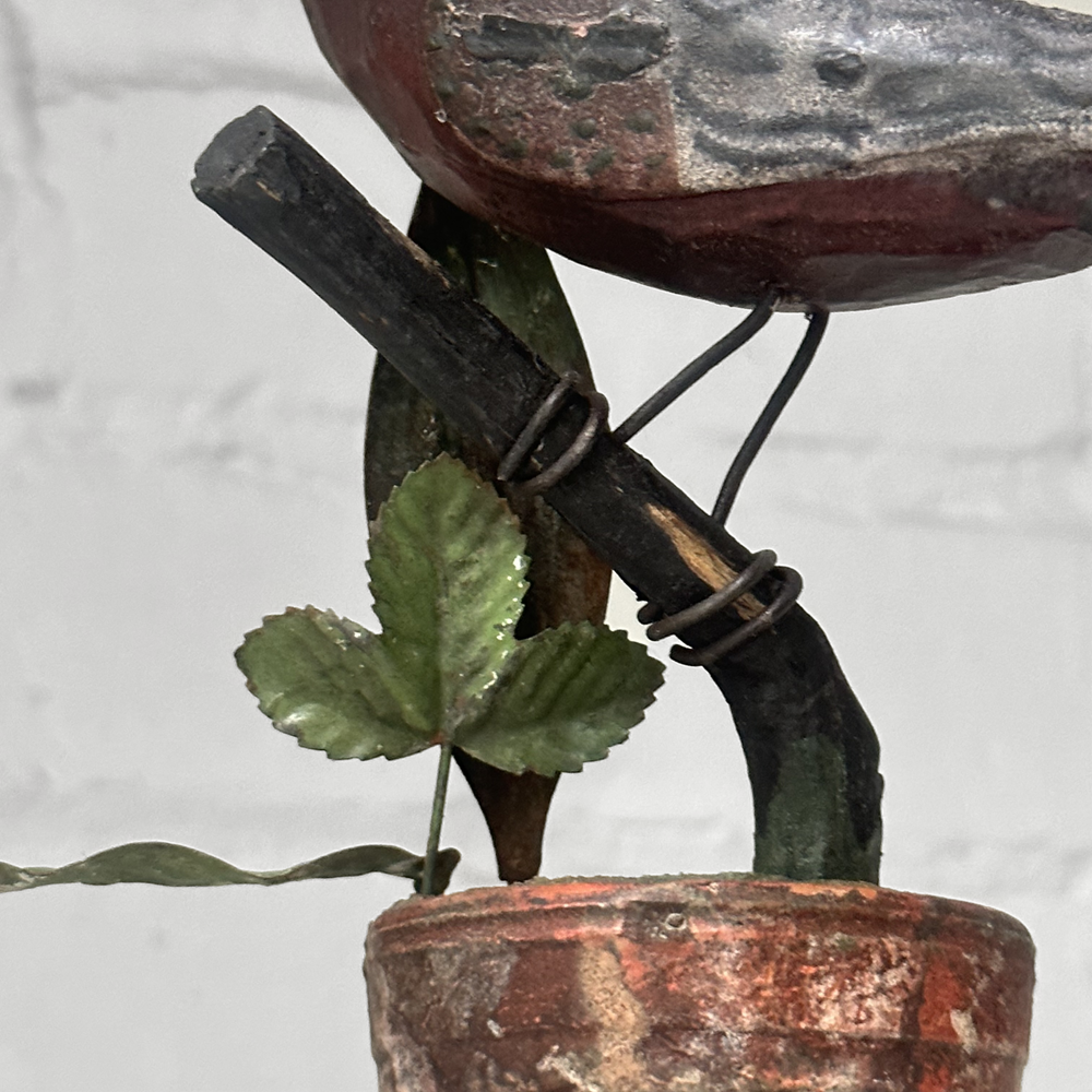 Handcrafted Black Forest Carved Perched Bird on Clay Pot - Unique Home Decor for Living Room, Garden & Outdoor Spaces - Perfect Gift for Bird Lovers (Model #PB1)